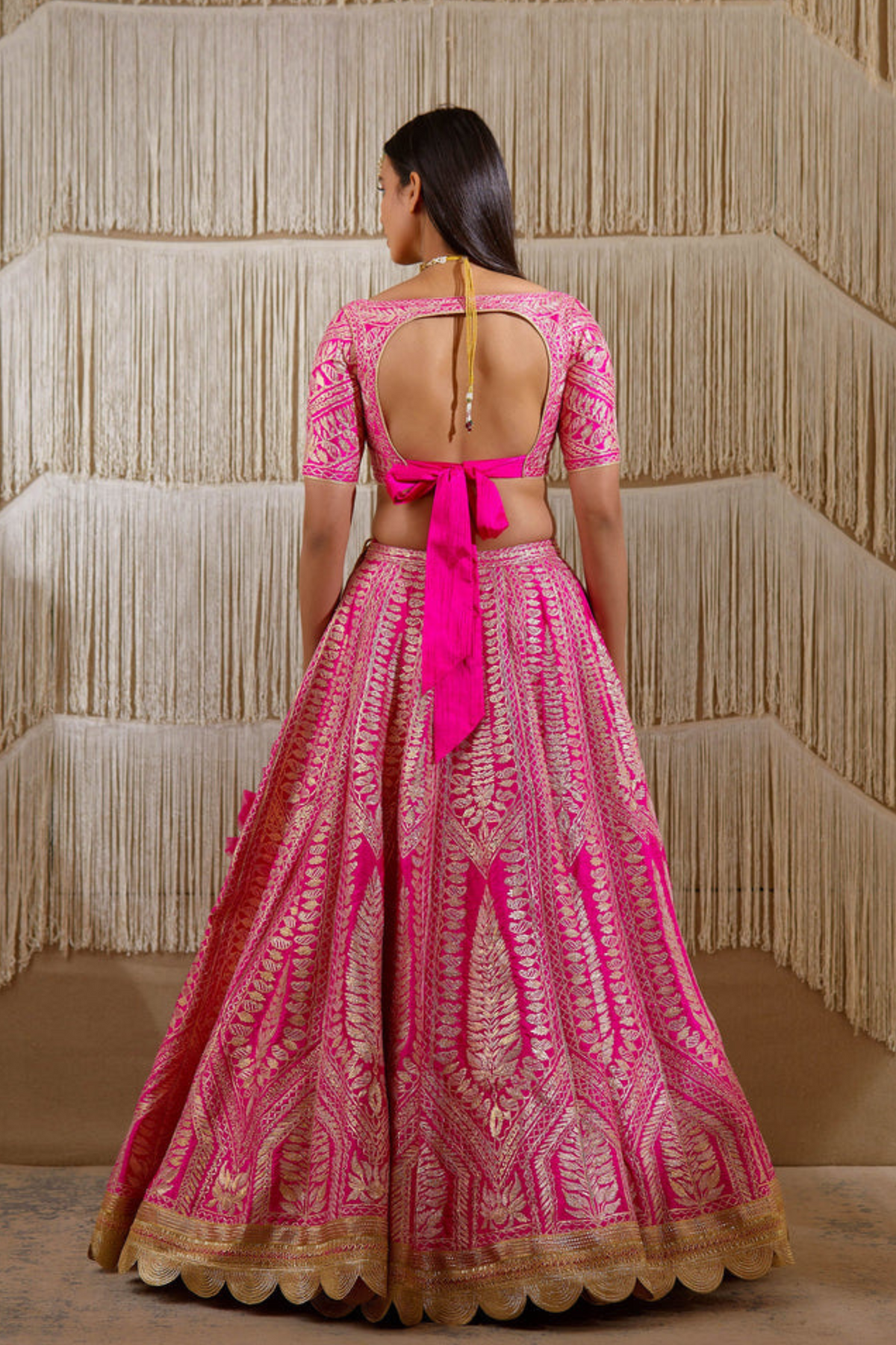 Pink gota embroidered lehenga set
