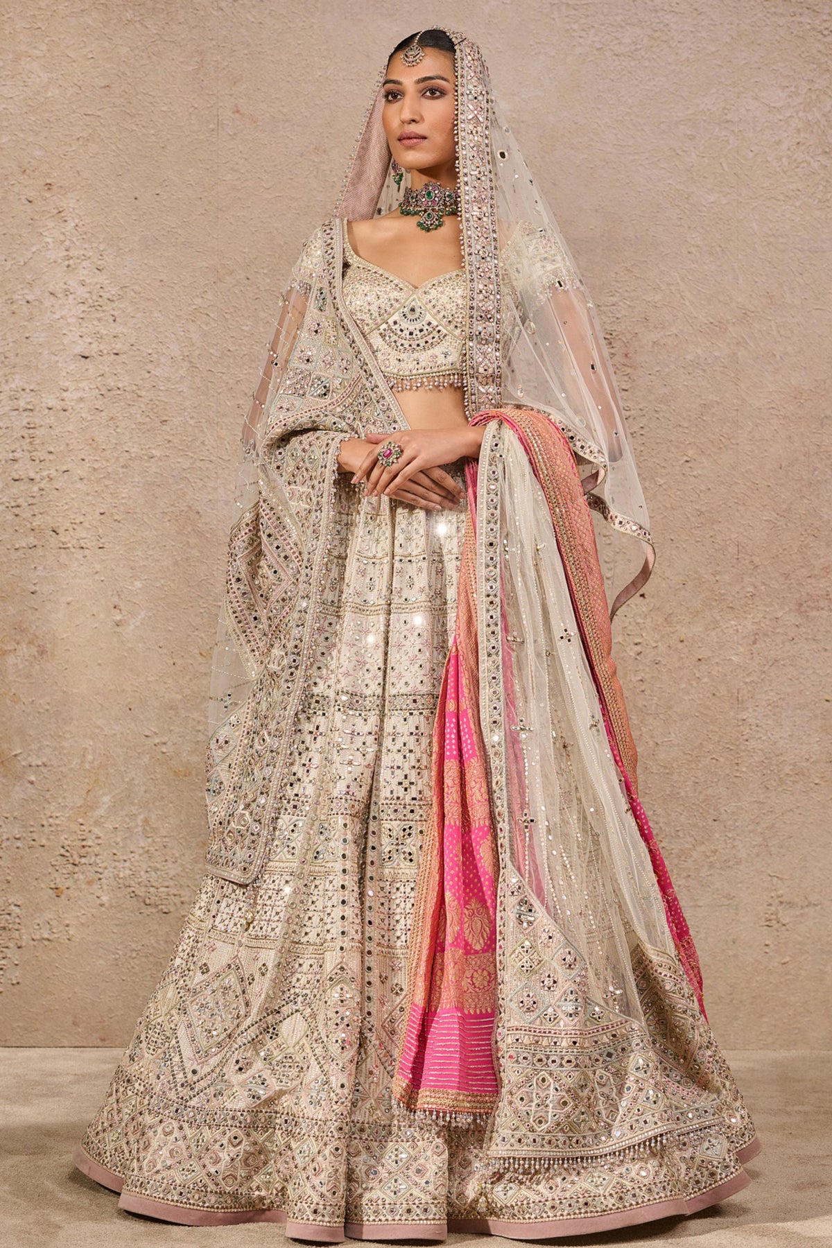 Ivory Hand Embroidered Lehenga Set