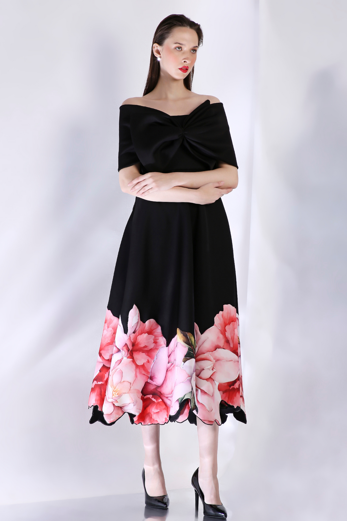 Vivienne Black Printed Dress