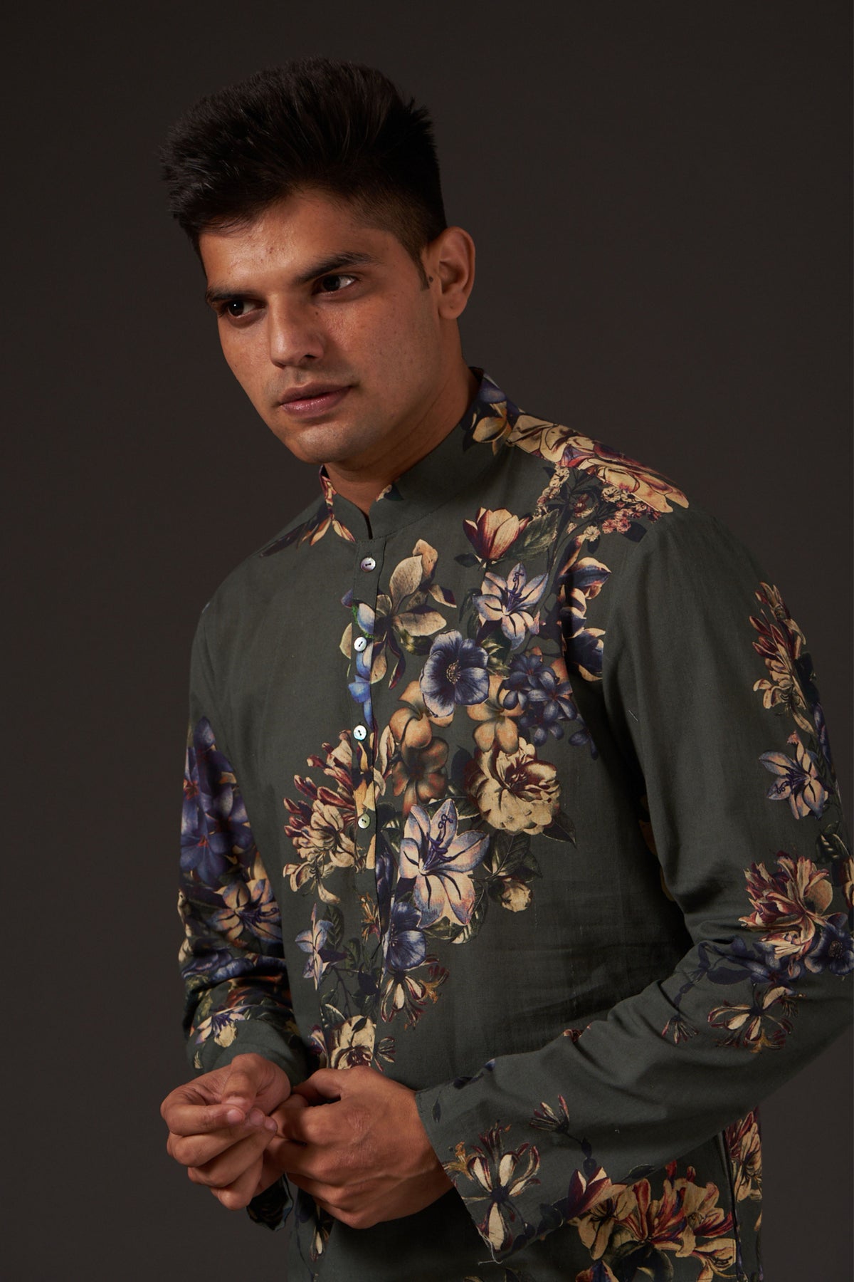 Grey Printed Kurta Set