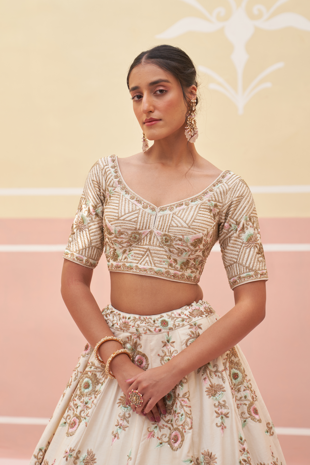 Ivory Zardozi Lehenga Set