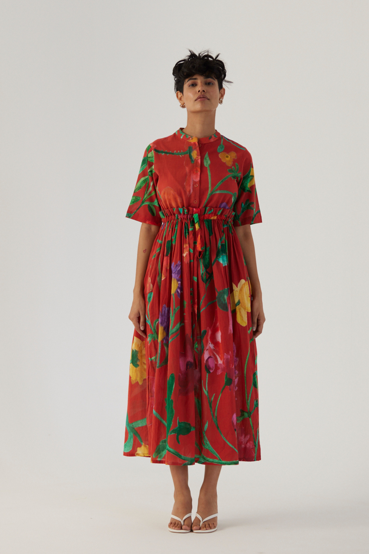 Red Gathered Dress