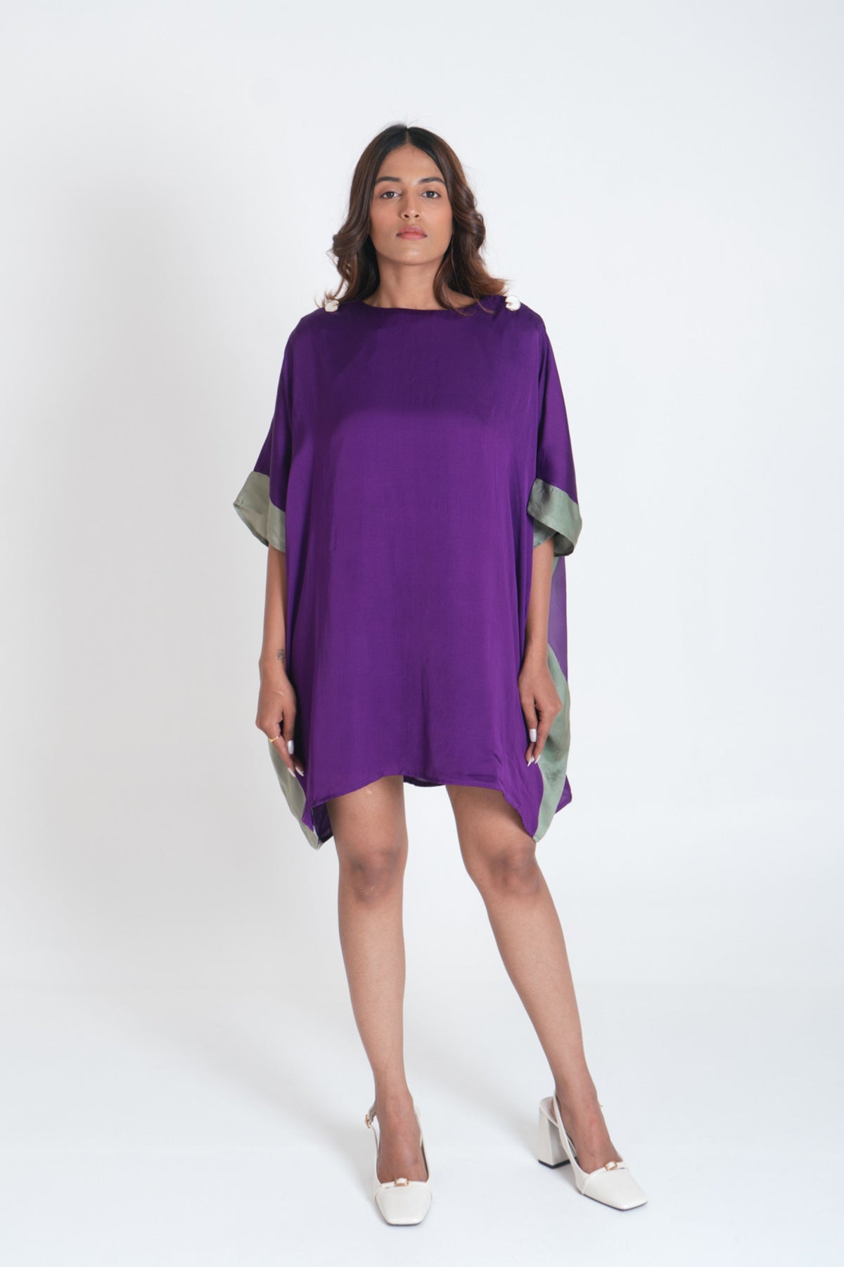 Purple- Green Short Kaftan Dress