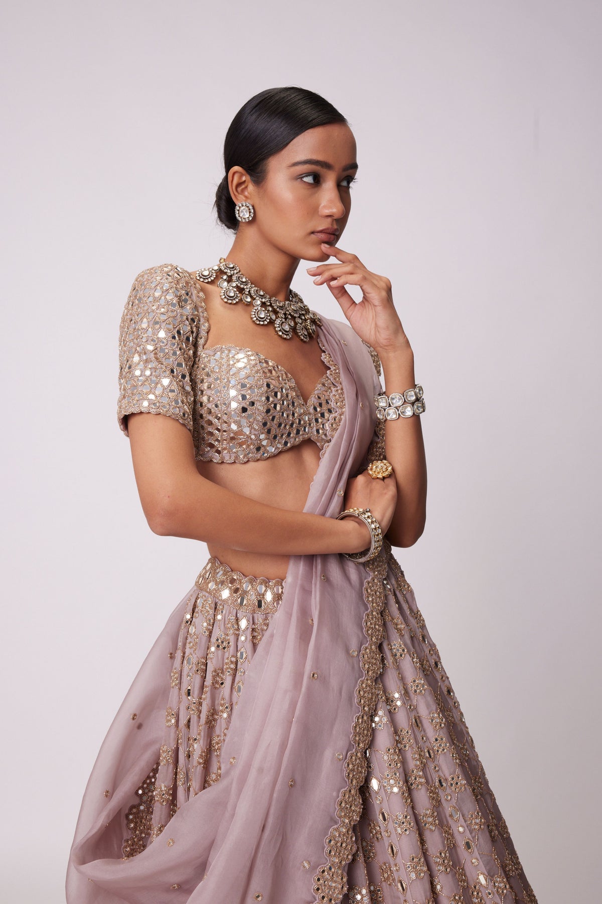 Ash Pink Lehenga Set