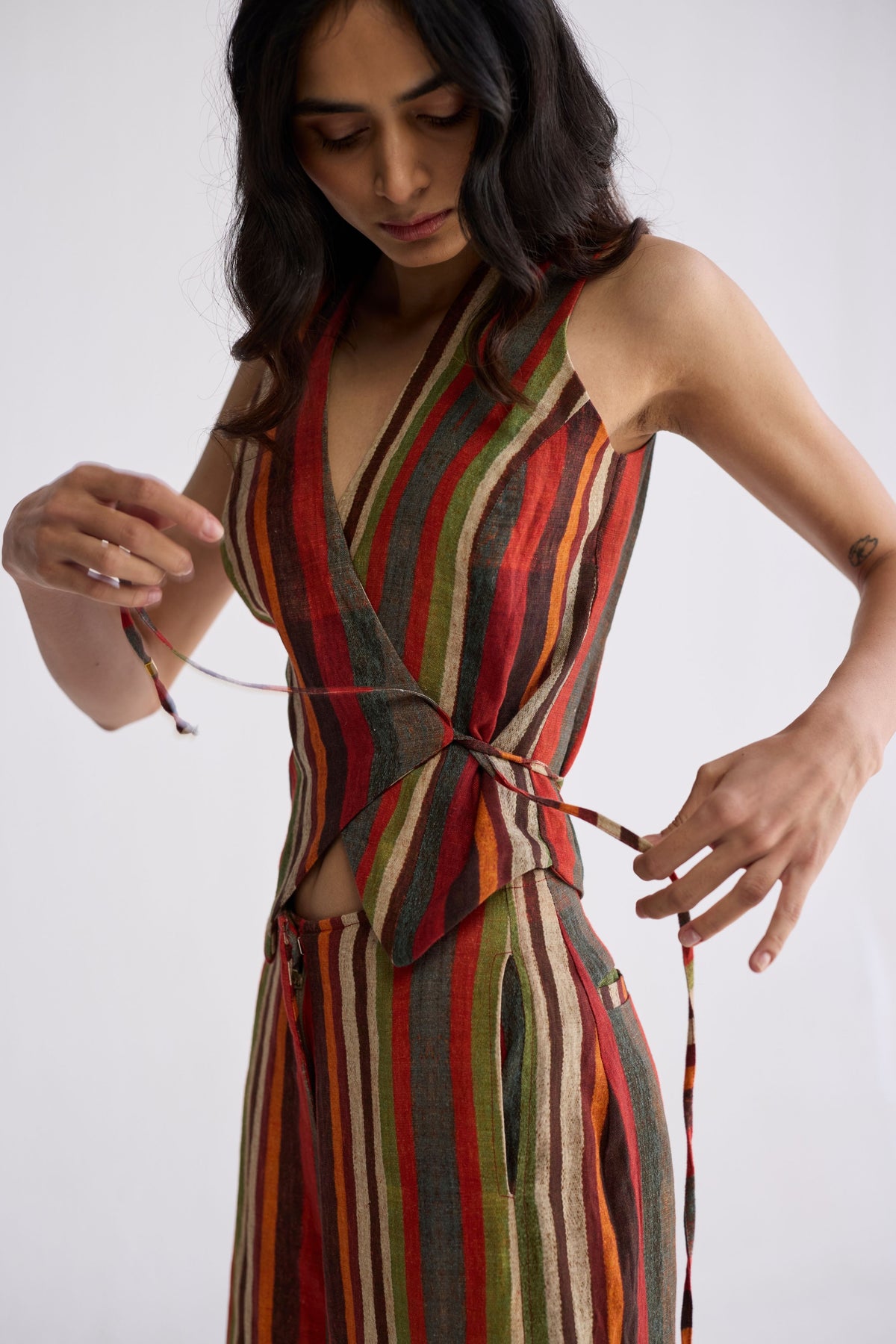 Jilian Tie up Waistcoat Set