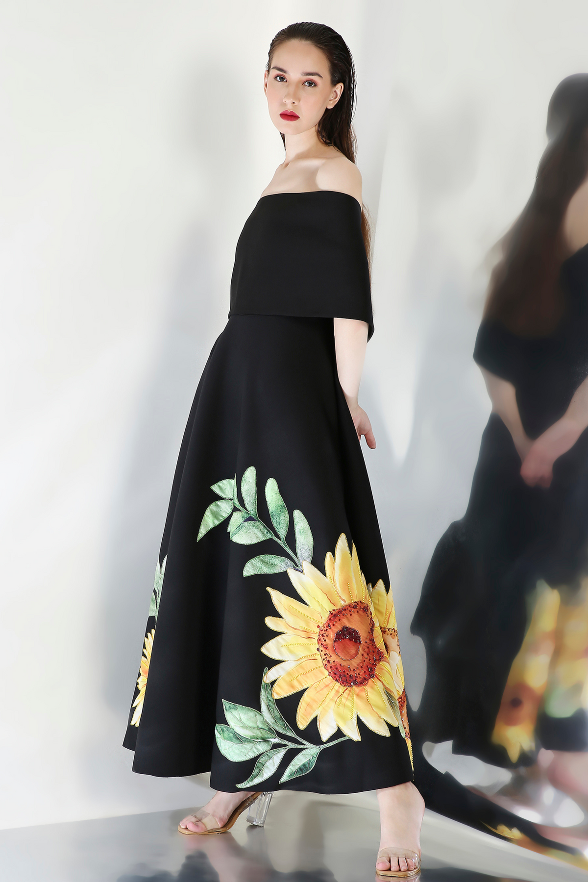 Sunflower Black Embroidery Dress
