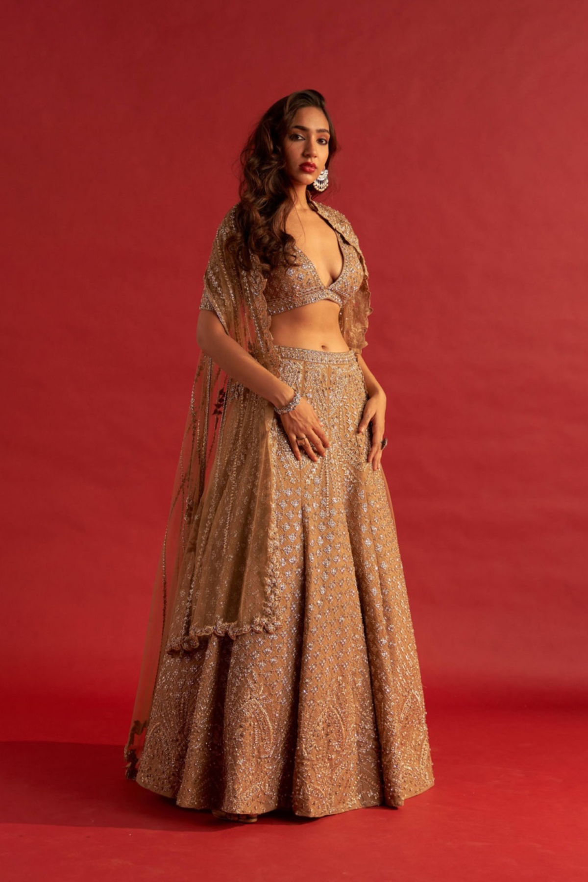 Caramel Gold Lehengas Set