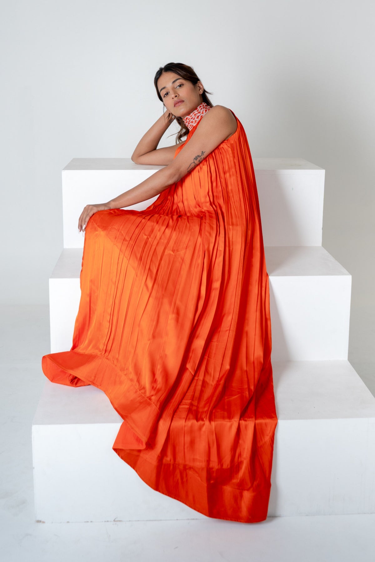 Orange-pink Gather Gown