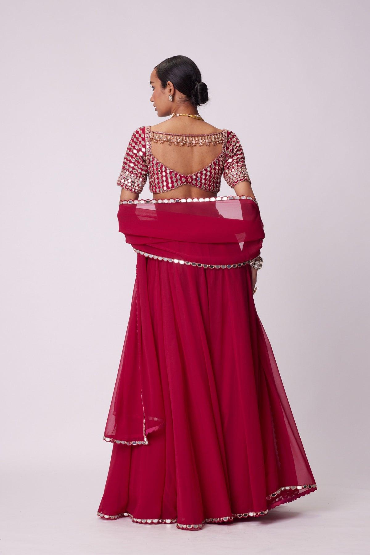 Crimson Red Lehenga Pants Set