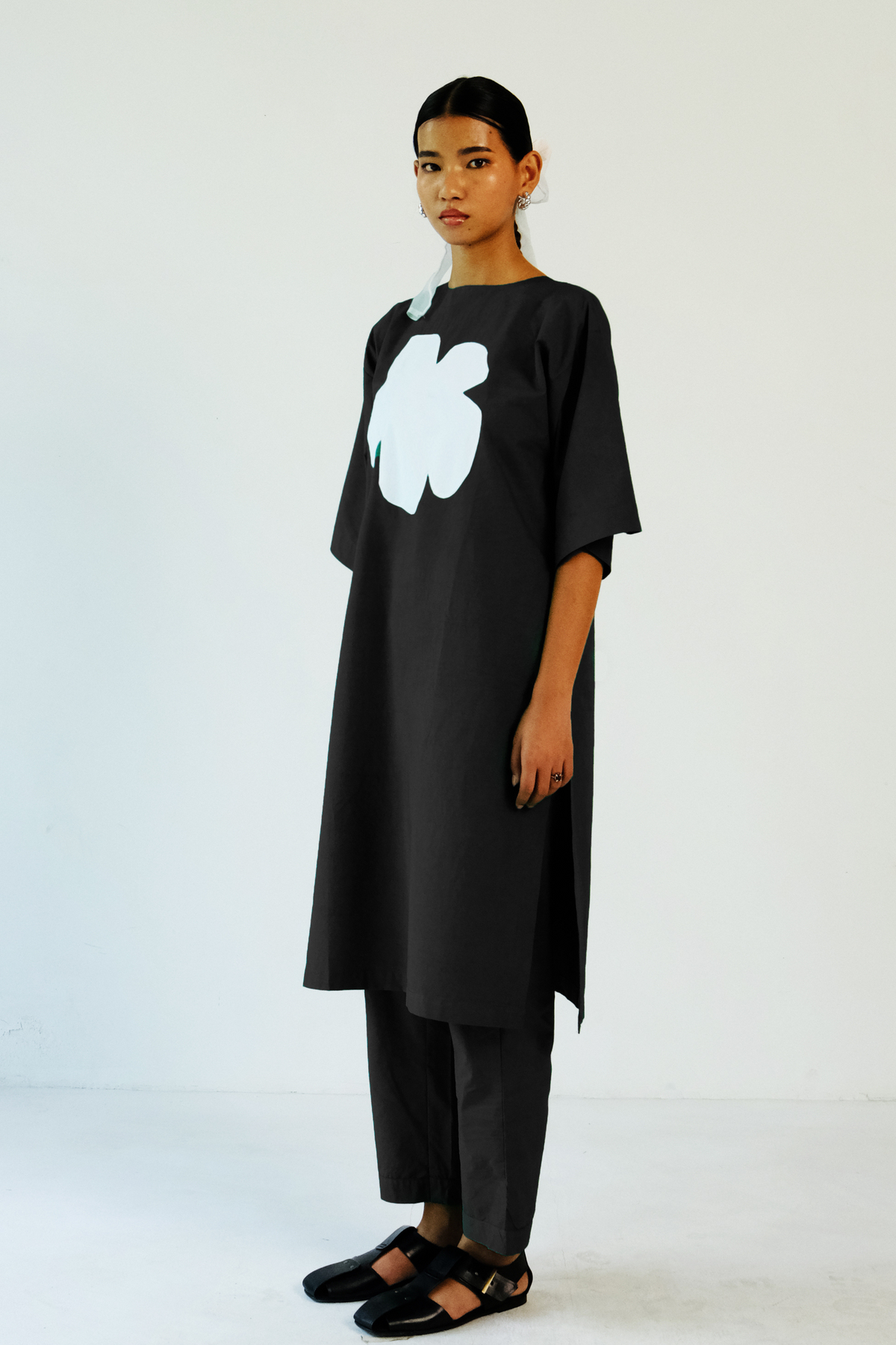 Black Applique Tunic Set
