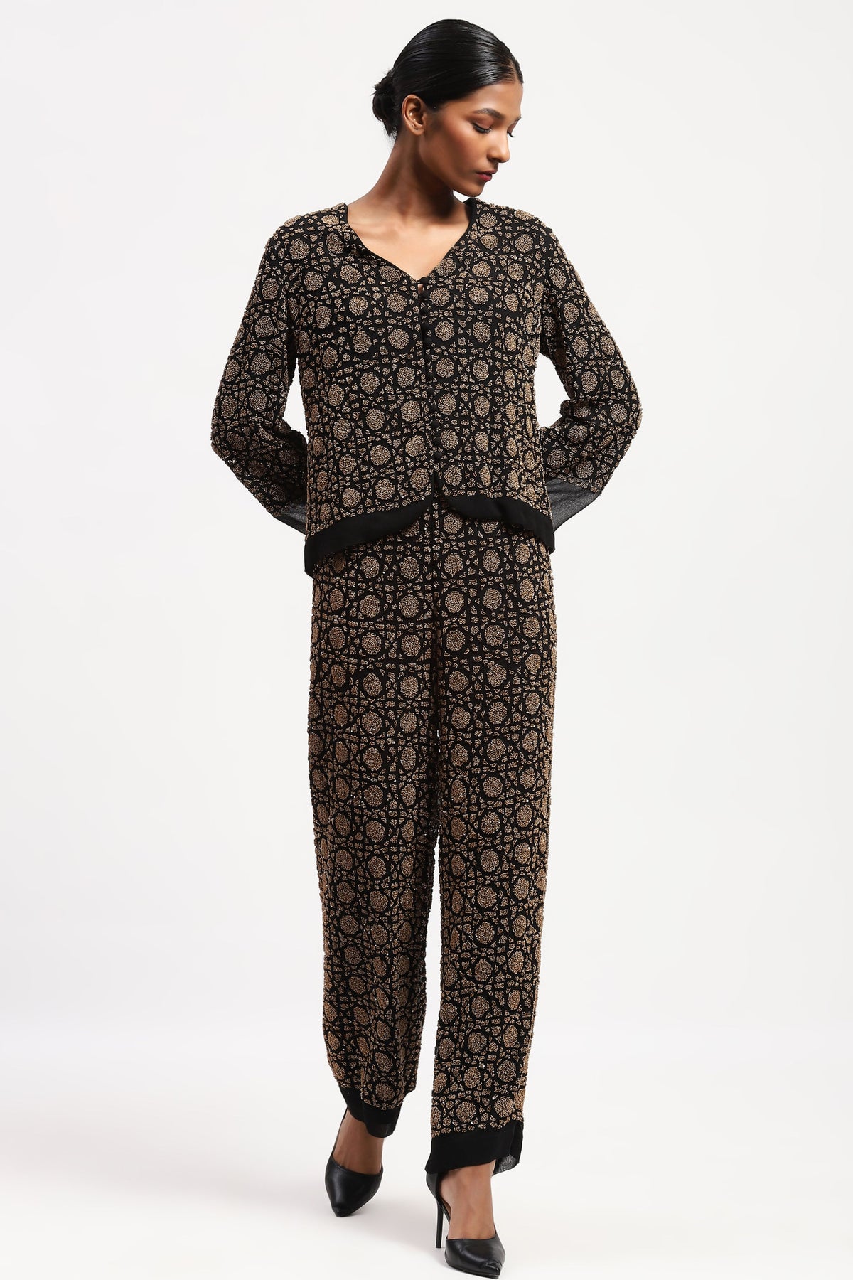 Embellished Wicker Pattern Jacket
