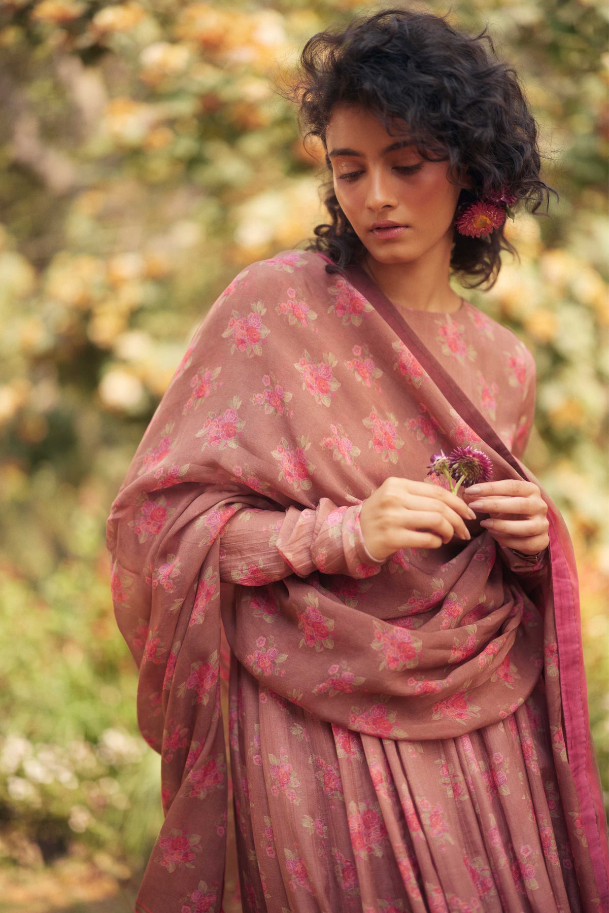 Mocha Brown Anarkali Set