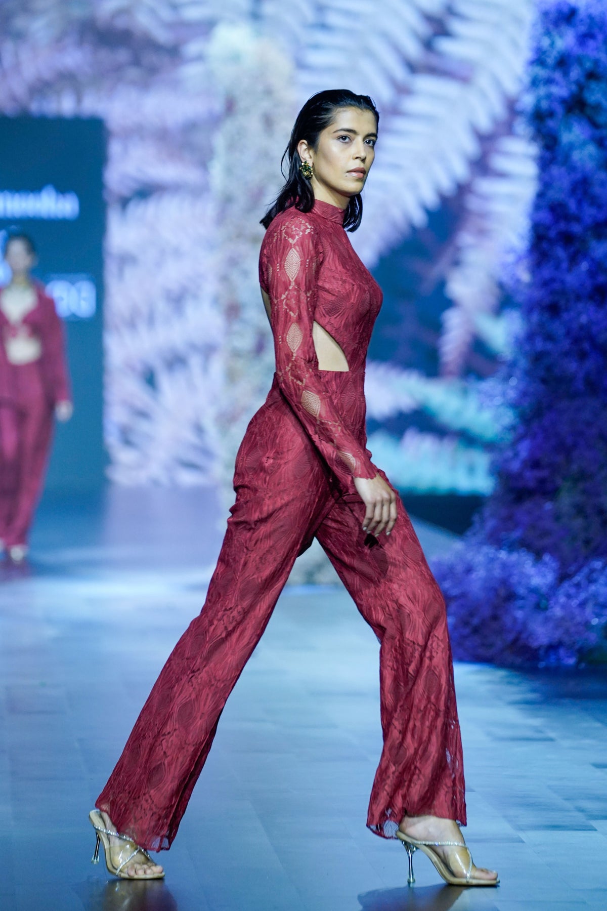 Intense Rust Hand Embroidere Jumpsuit