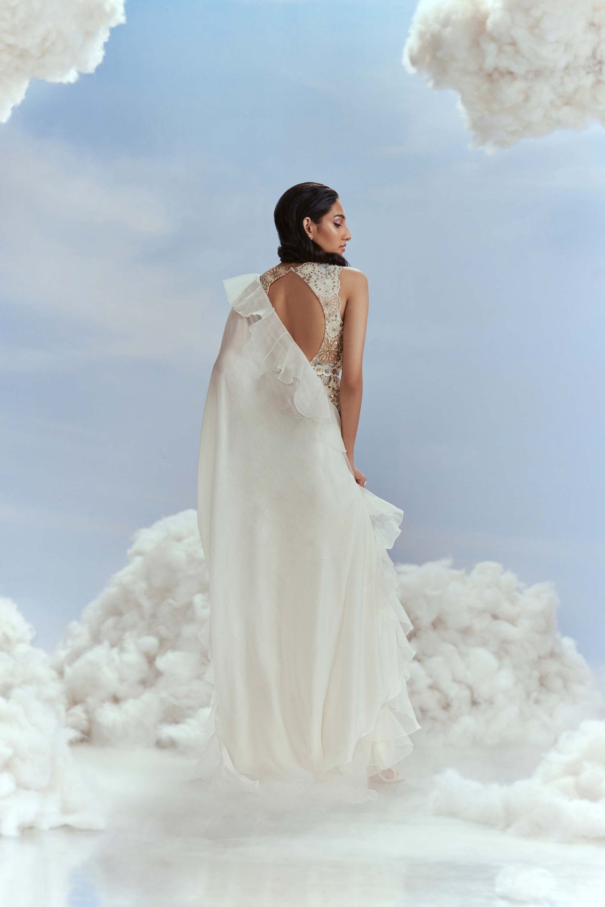 Celestial Top With Pre Draped Saree