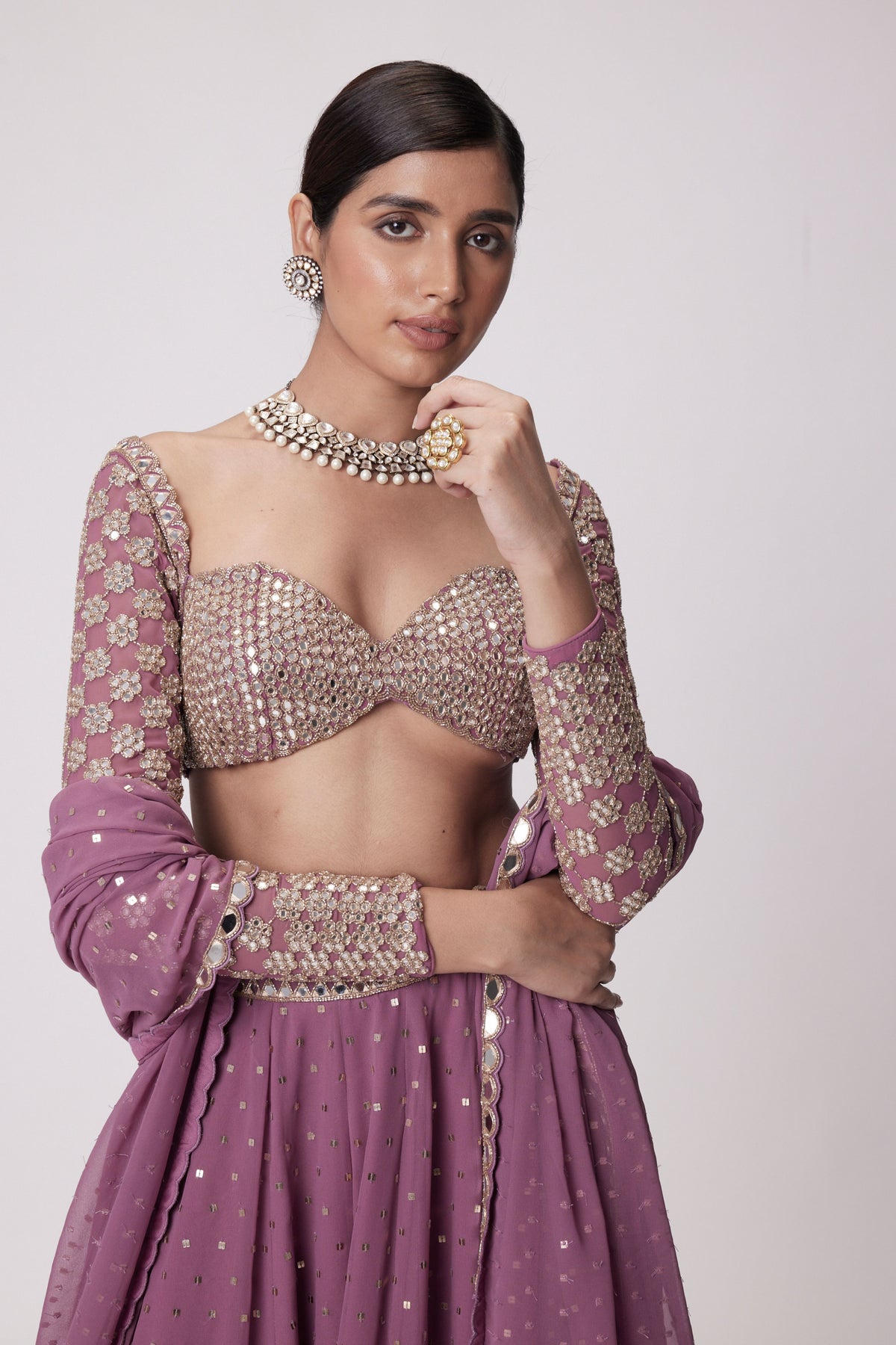 Mud Mauve Lehenga Pants Set