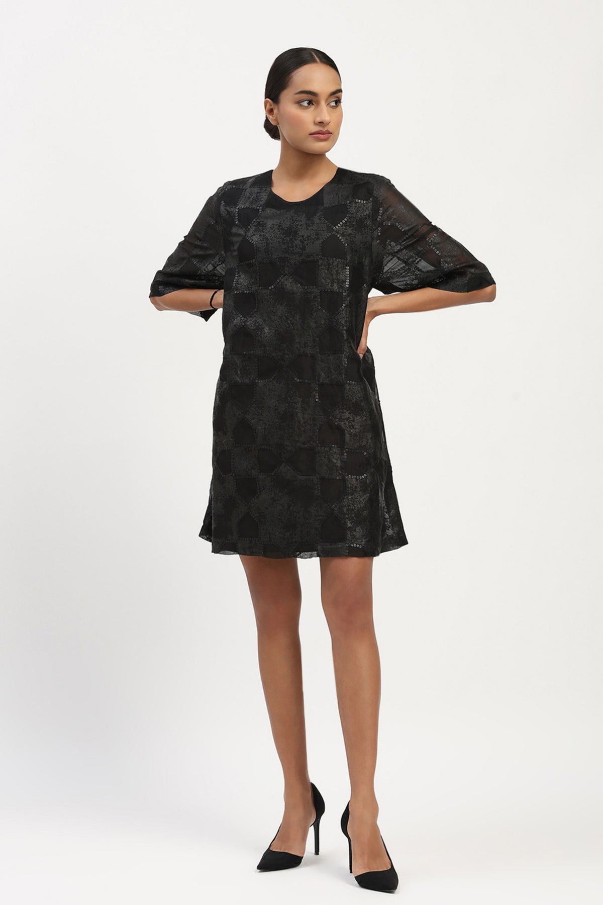 Tesselation Black Foil Dress