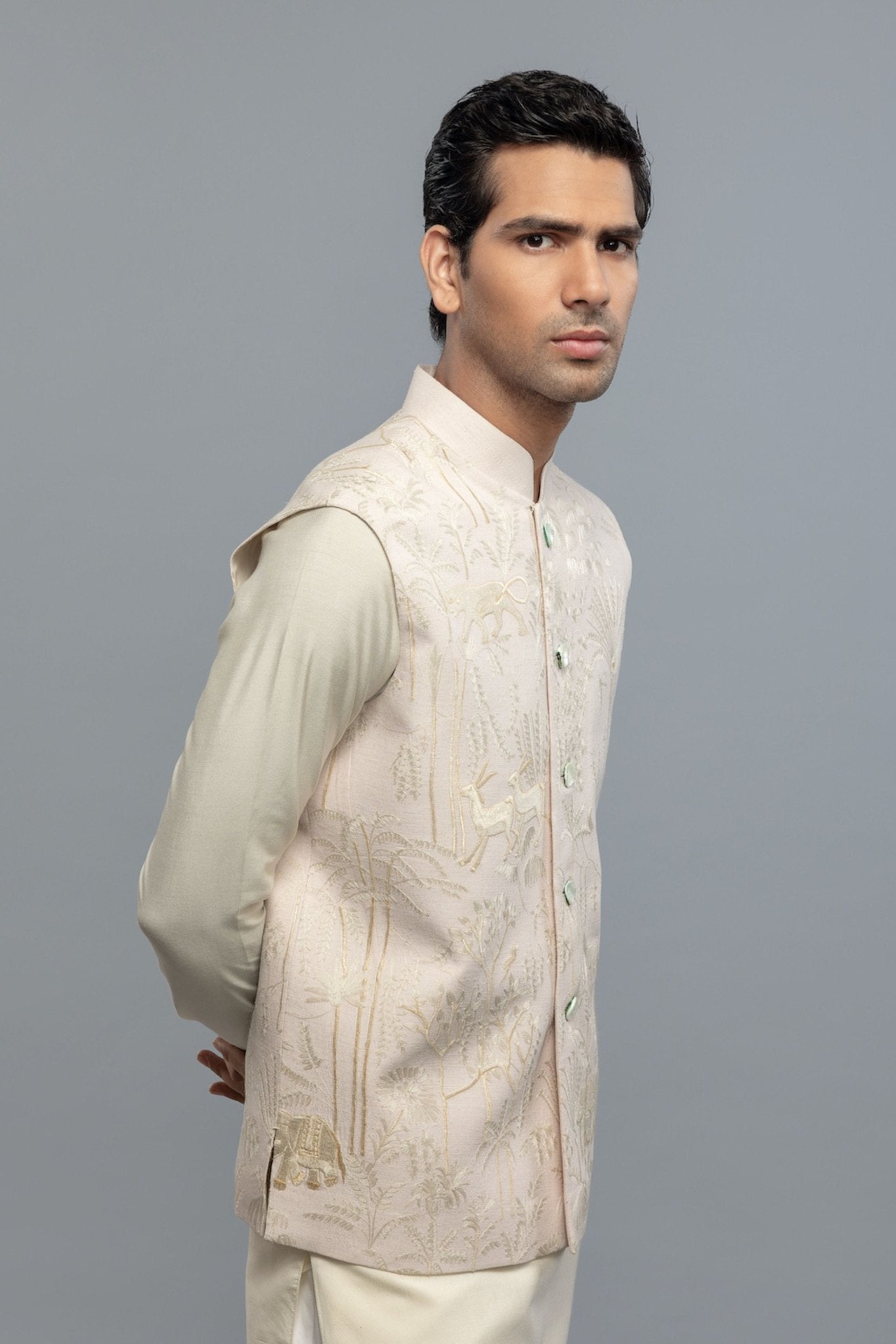 Ivory Matka Bundi - Rohit Bal Menswear - Elahe