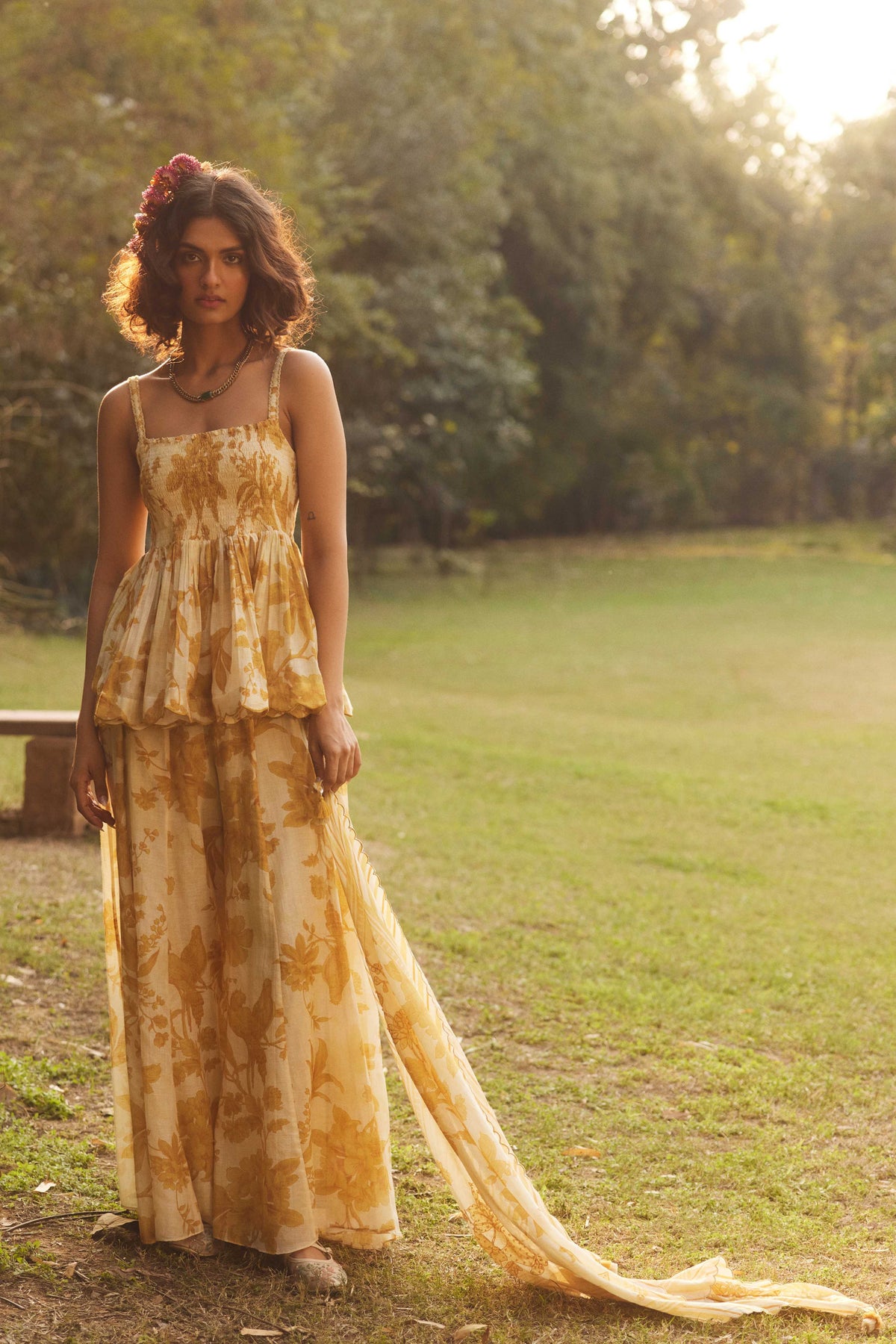 Golden Yellow Anya Peplum Set