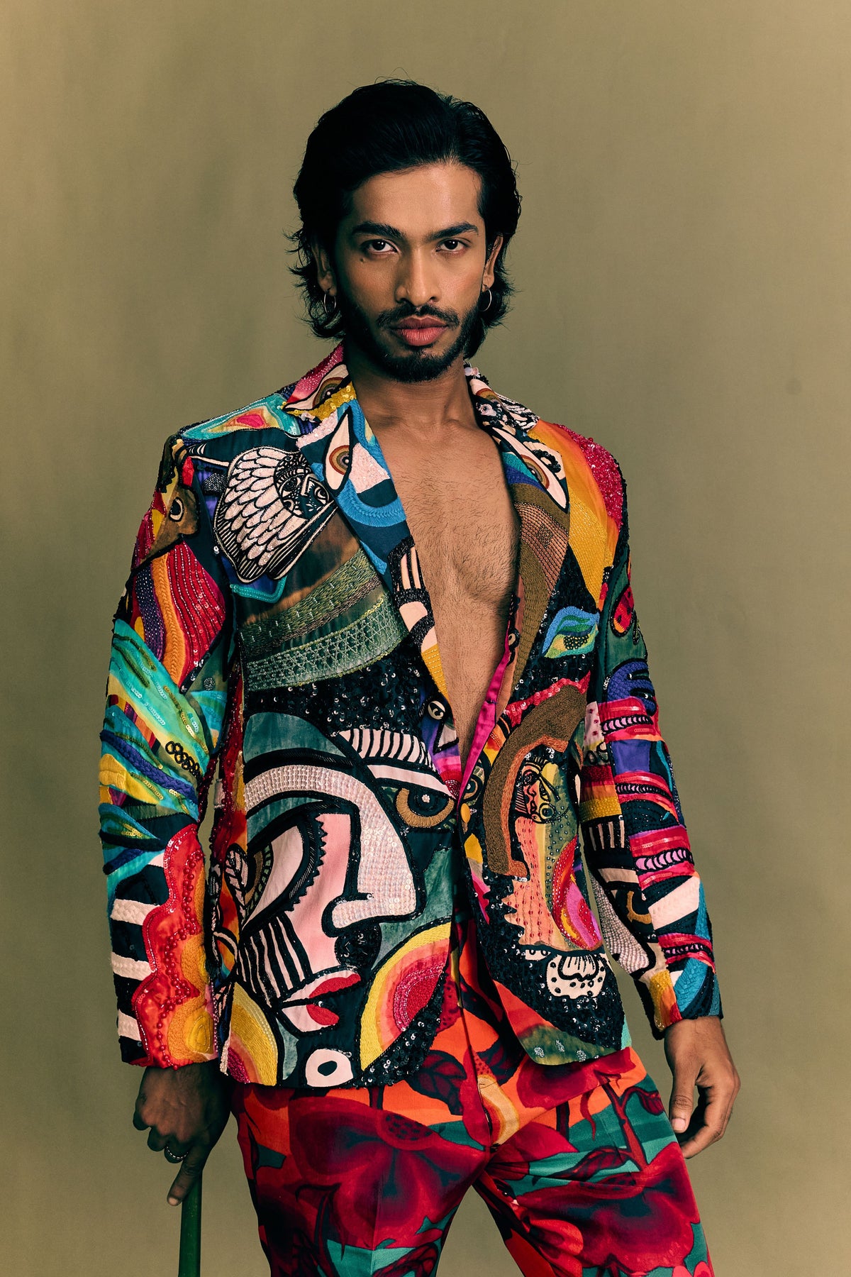 Starry Night Semi-Embroidered Blazer
