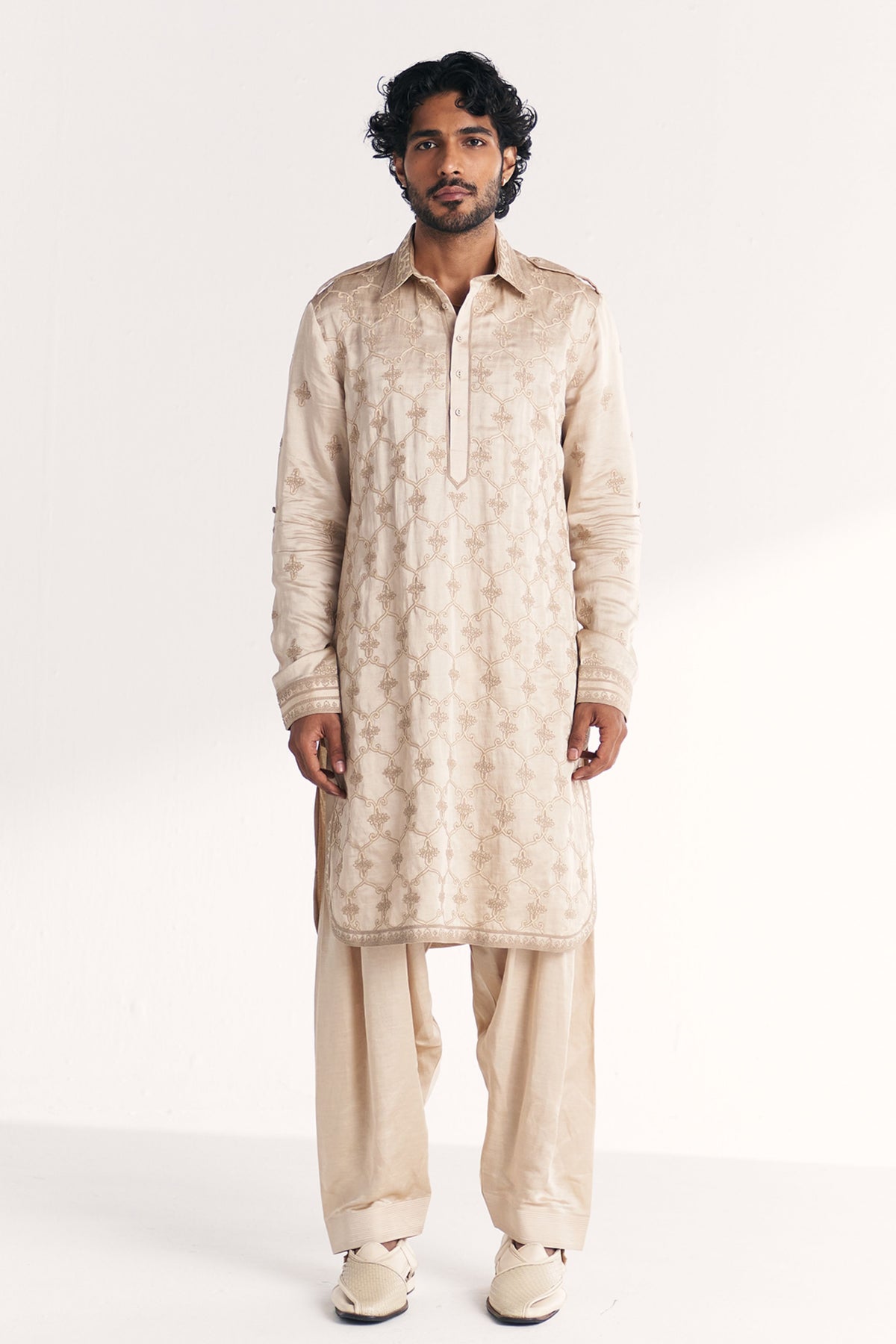 Athar Ivory Pathani Kurta Set