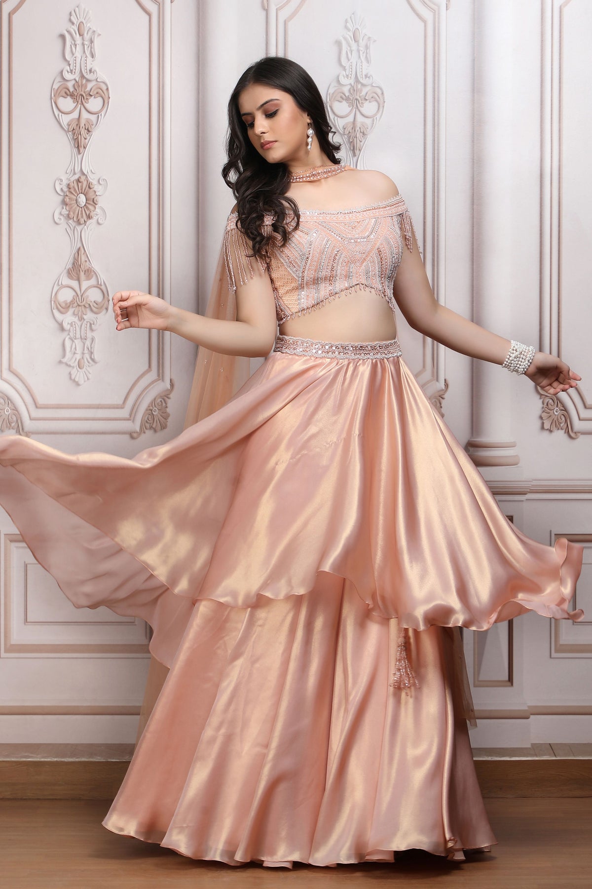 Peach Lehnga Set