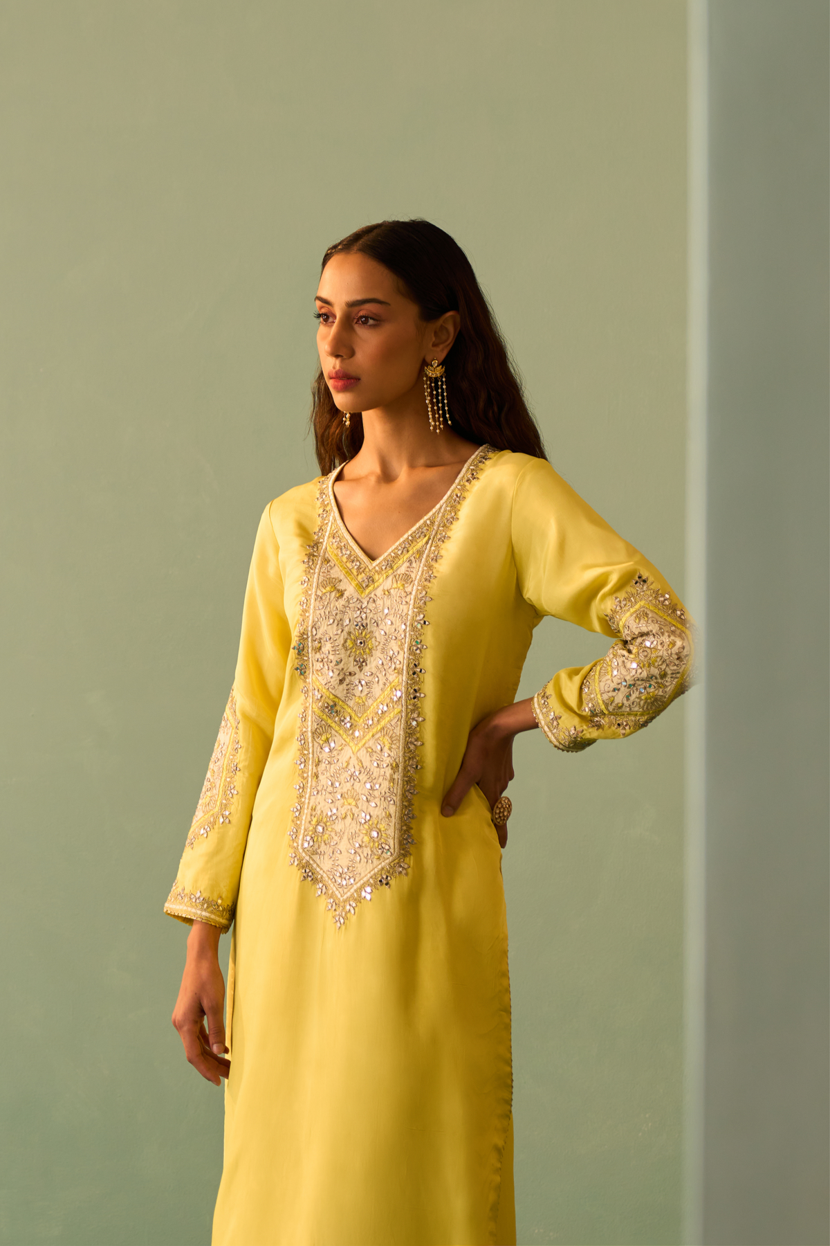 Yellow Silk Kurta Set