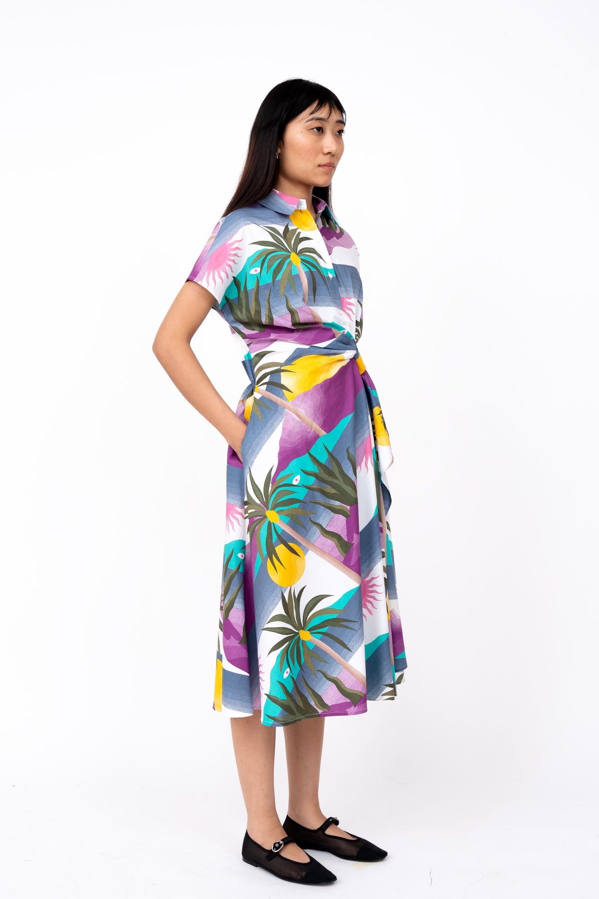 Island Print Wrap Dress