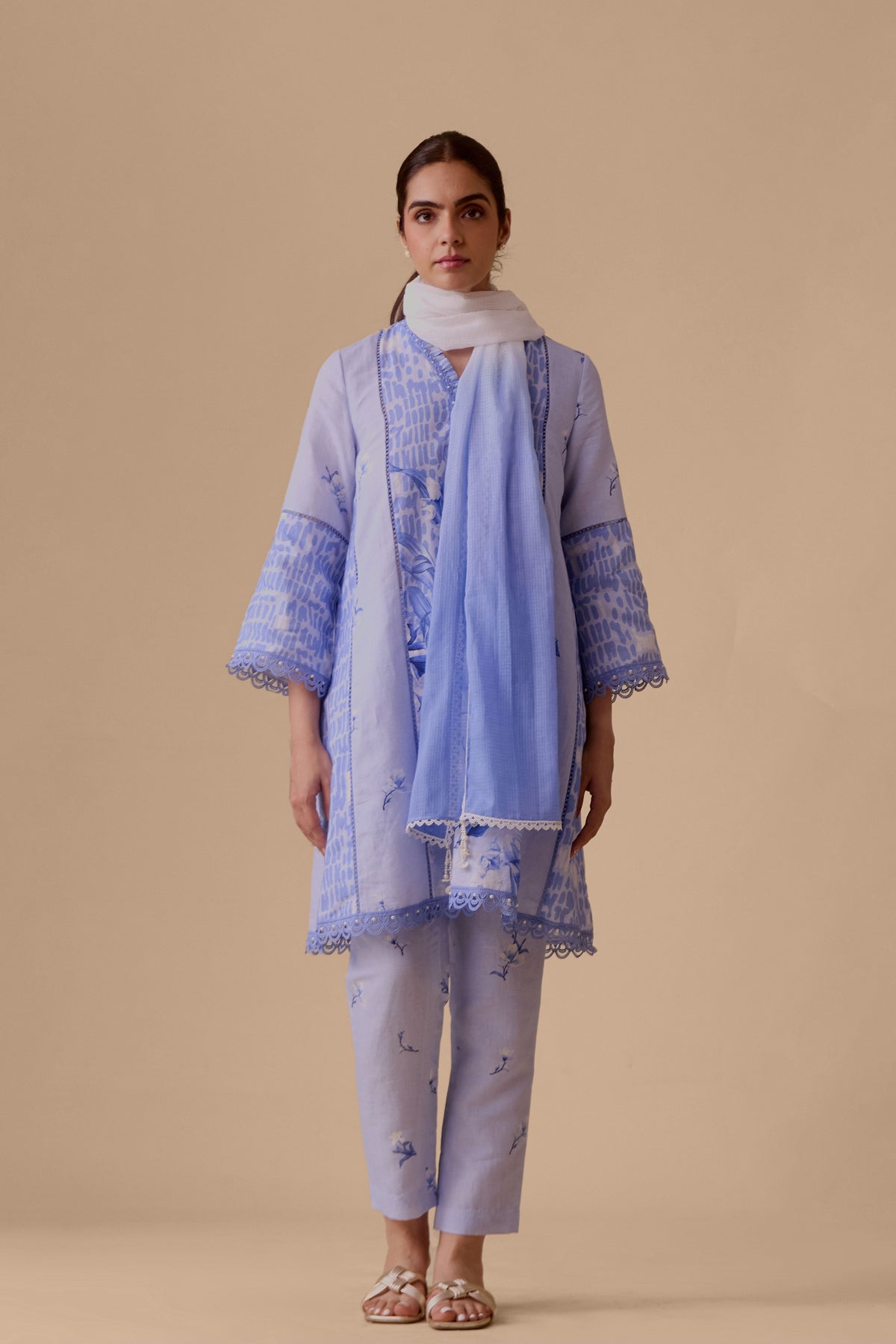 Farida Blue Print Kurta Set