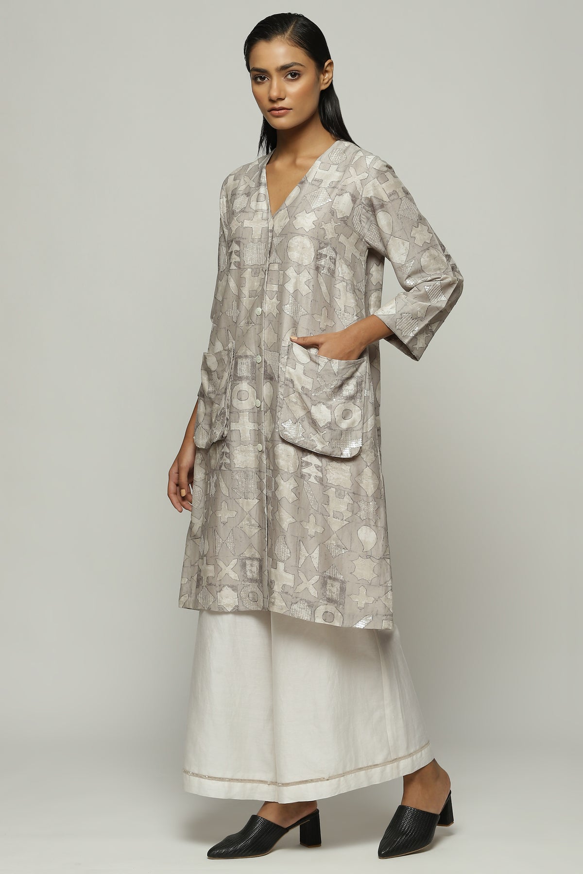 Symbol Print And Sequins Jacket