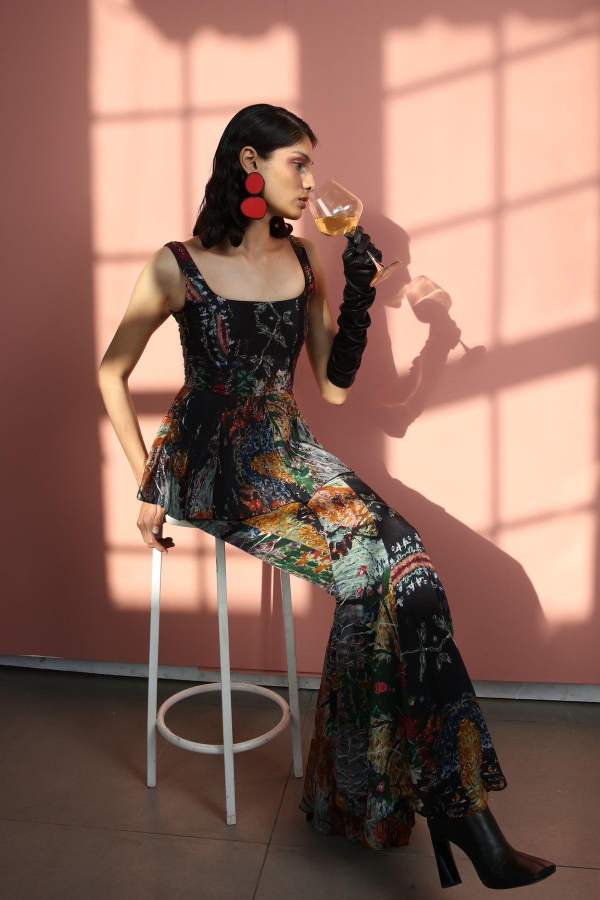 Multicolour Embroidered Sharara With Top