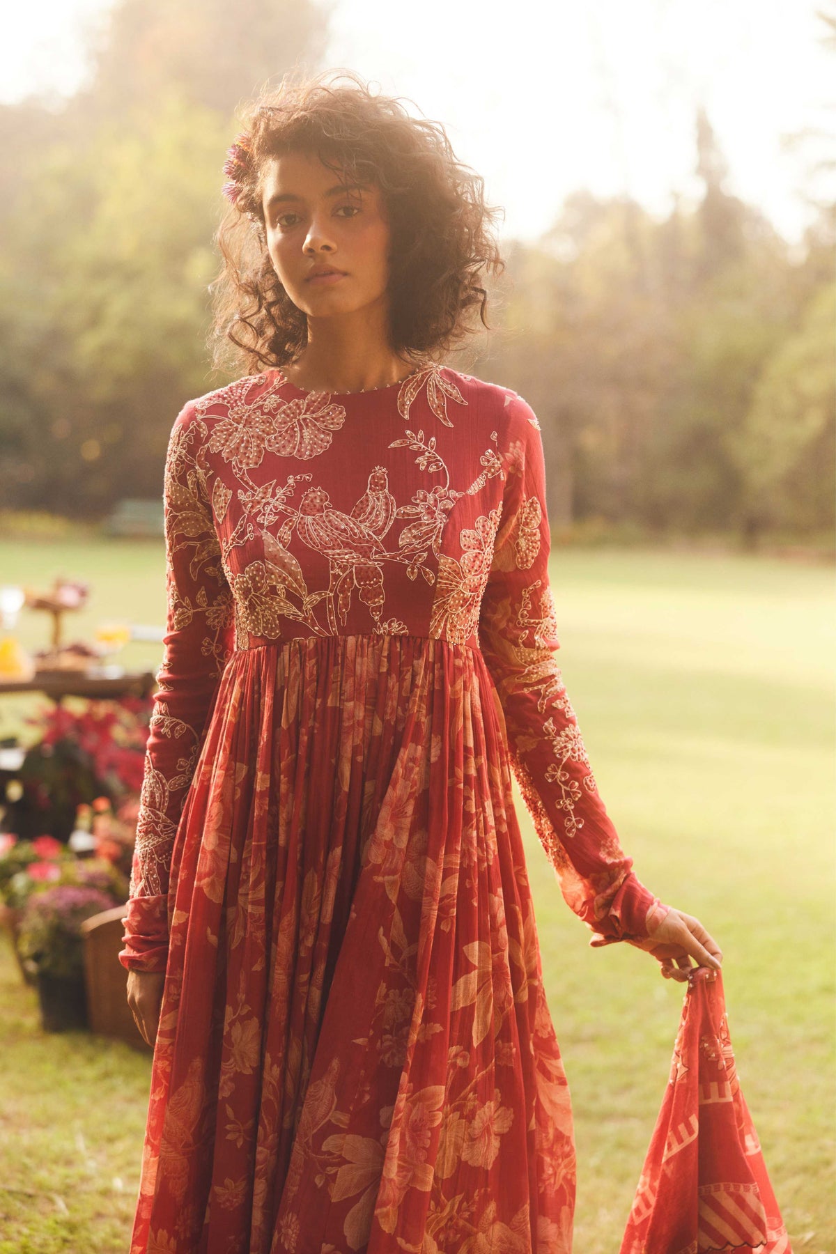 Crimson Red Anarkali Set