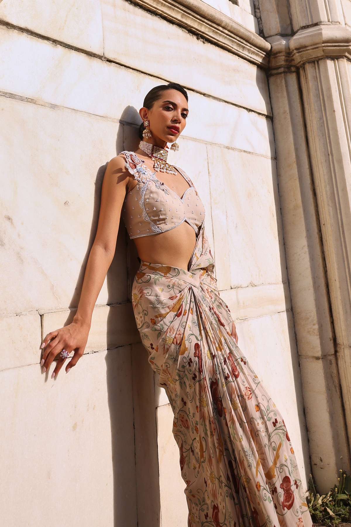 Siya Blush Pink Draped Skirt Set