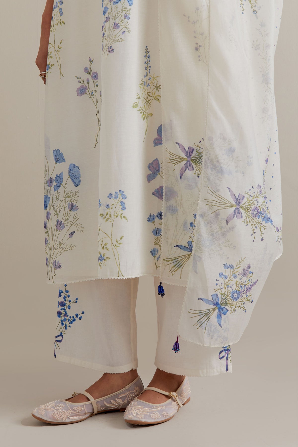 Blue Green Floral Kurta