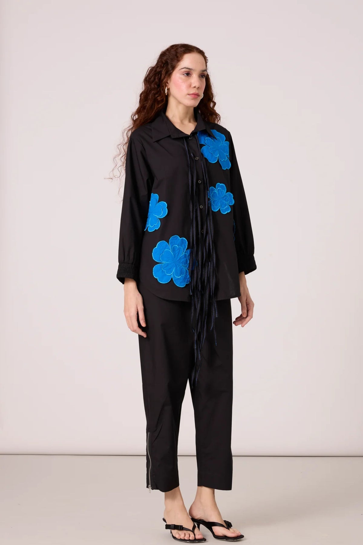 Sasha Applique Black Shirt