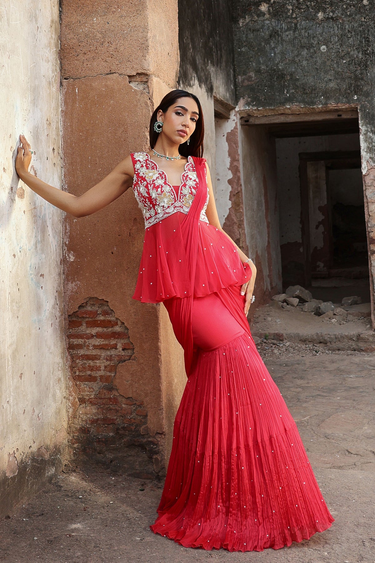 Nikhita Peplum Pre-Stitched Saree