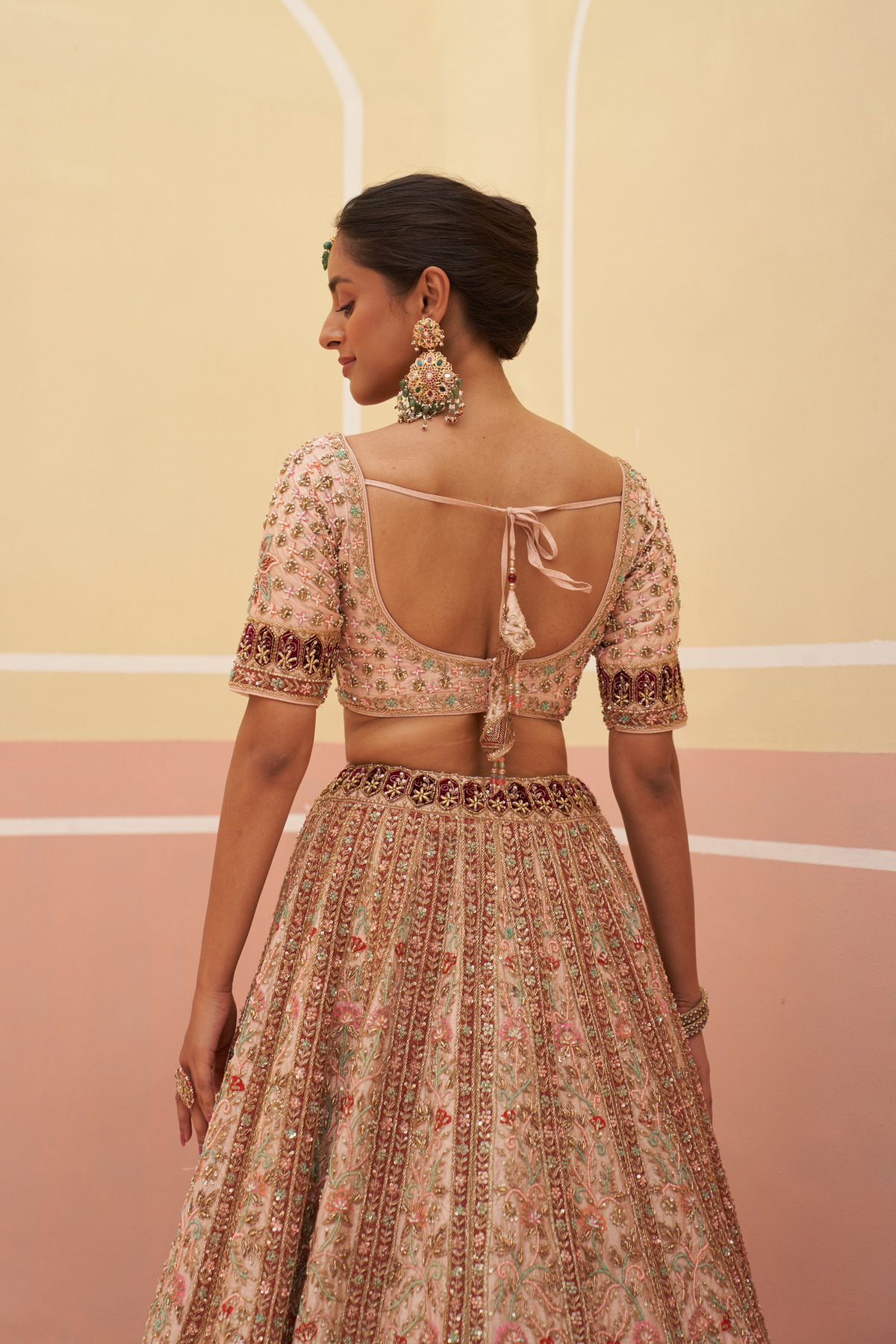 Peach Silk Lehenga Set