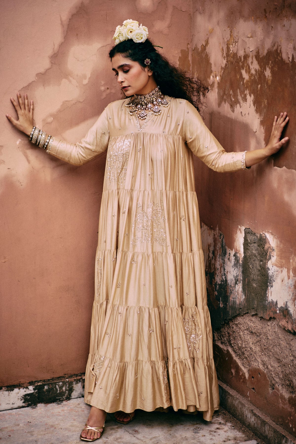An Elegant Tiered Anarkali Set