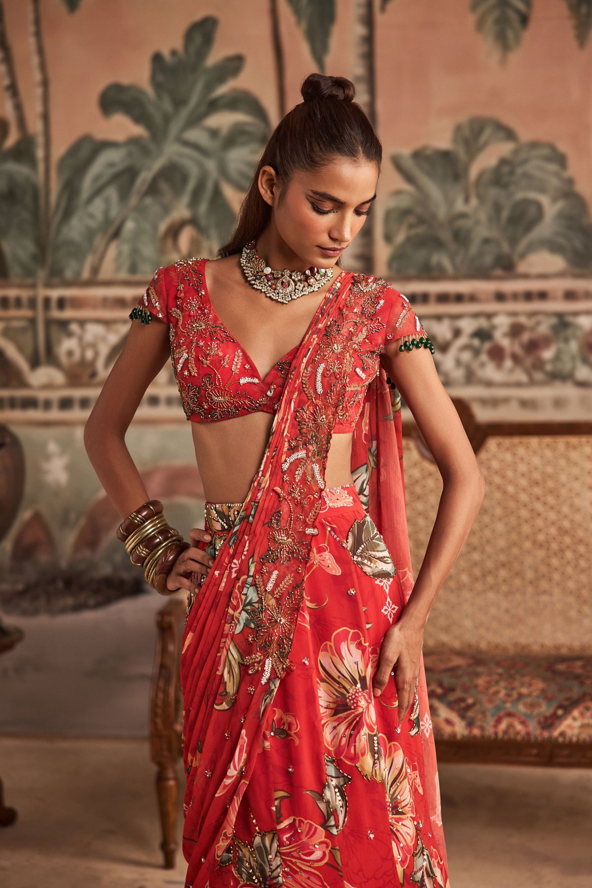 Sindoori Gul Draped Saree