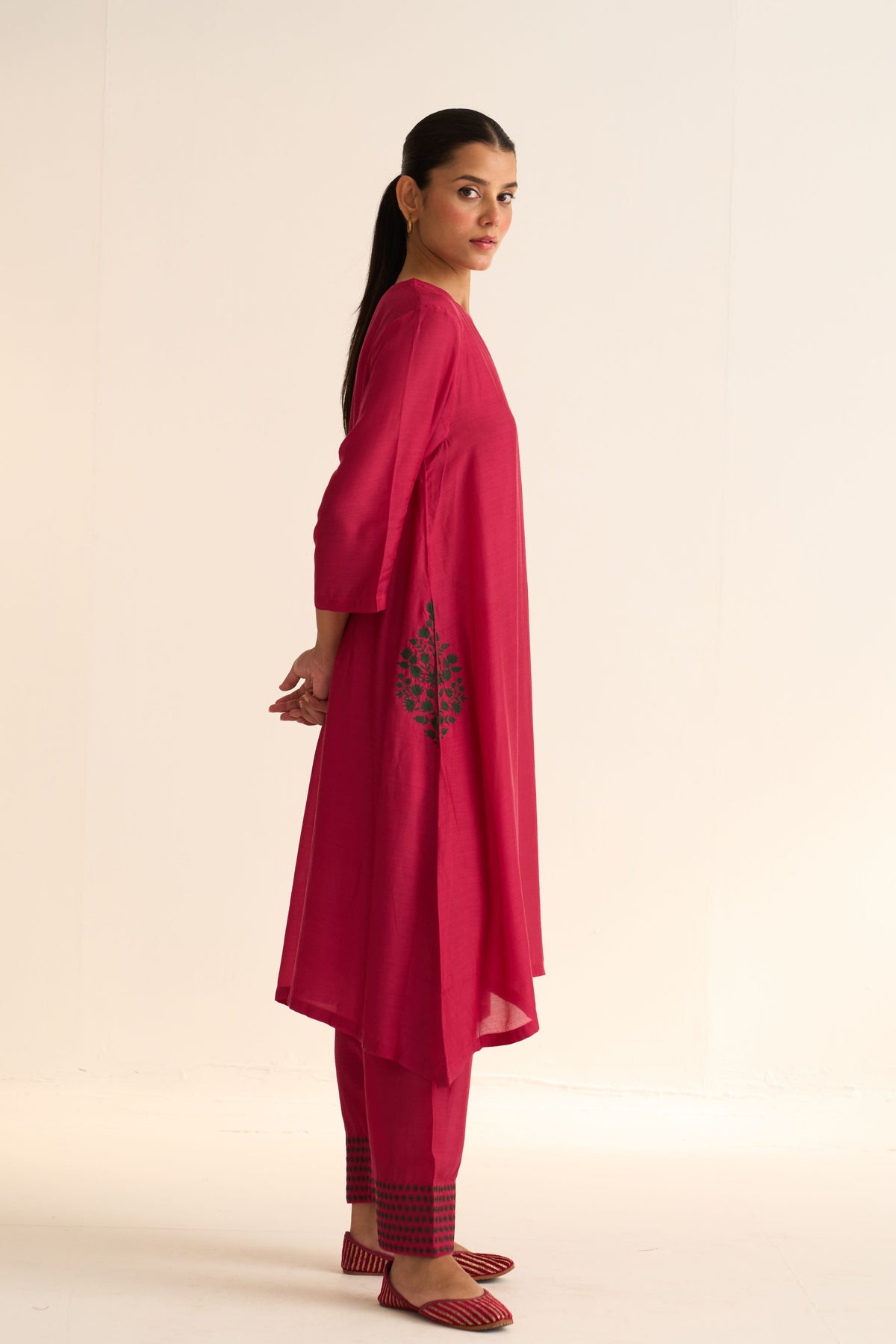 Gia Embroidered Rani Pink Kurta