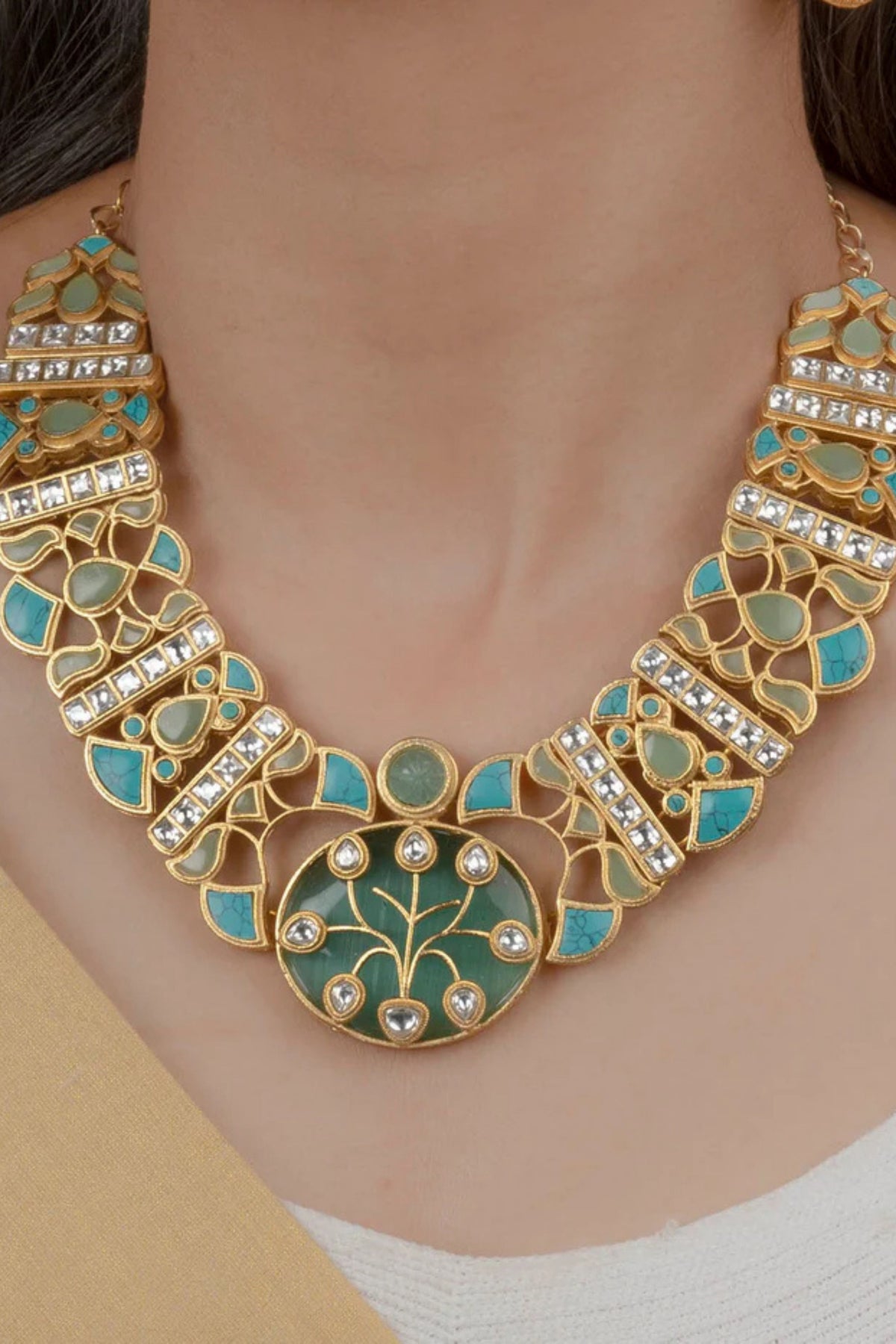 Multicolor Gold Plated Contemporary Necklace Set