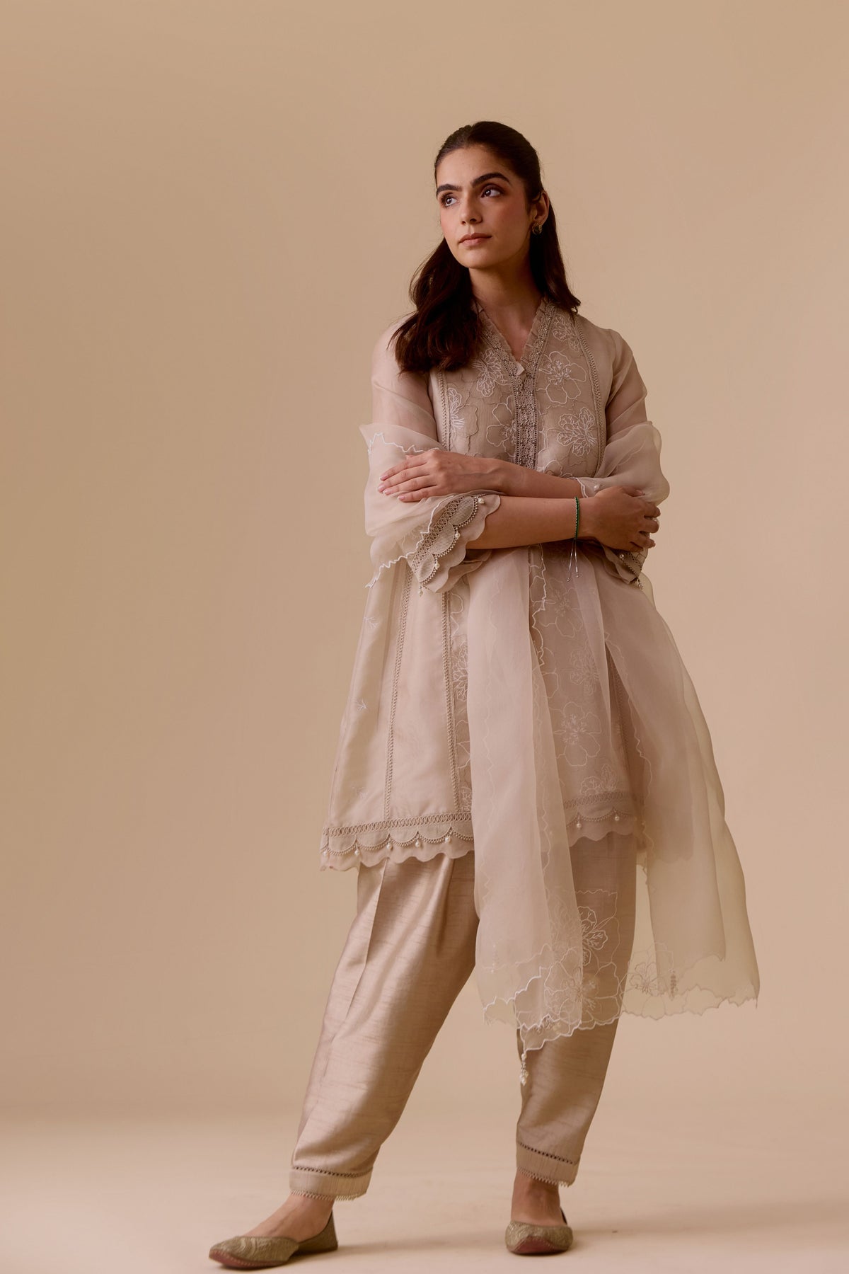 Farida Beige Kurta Set