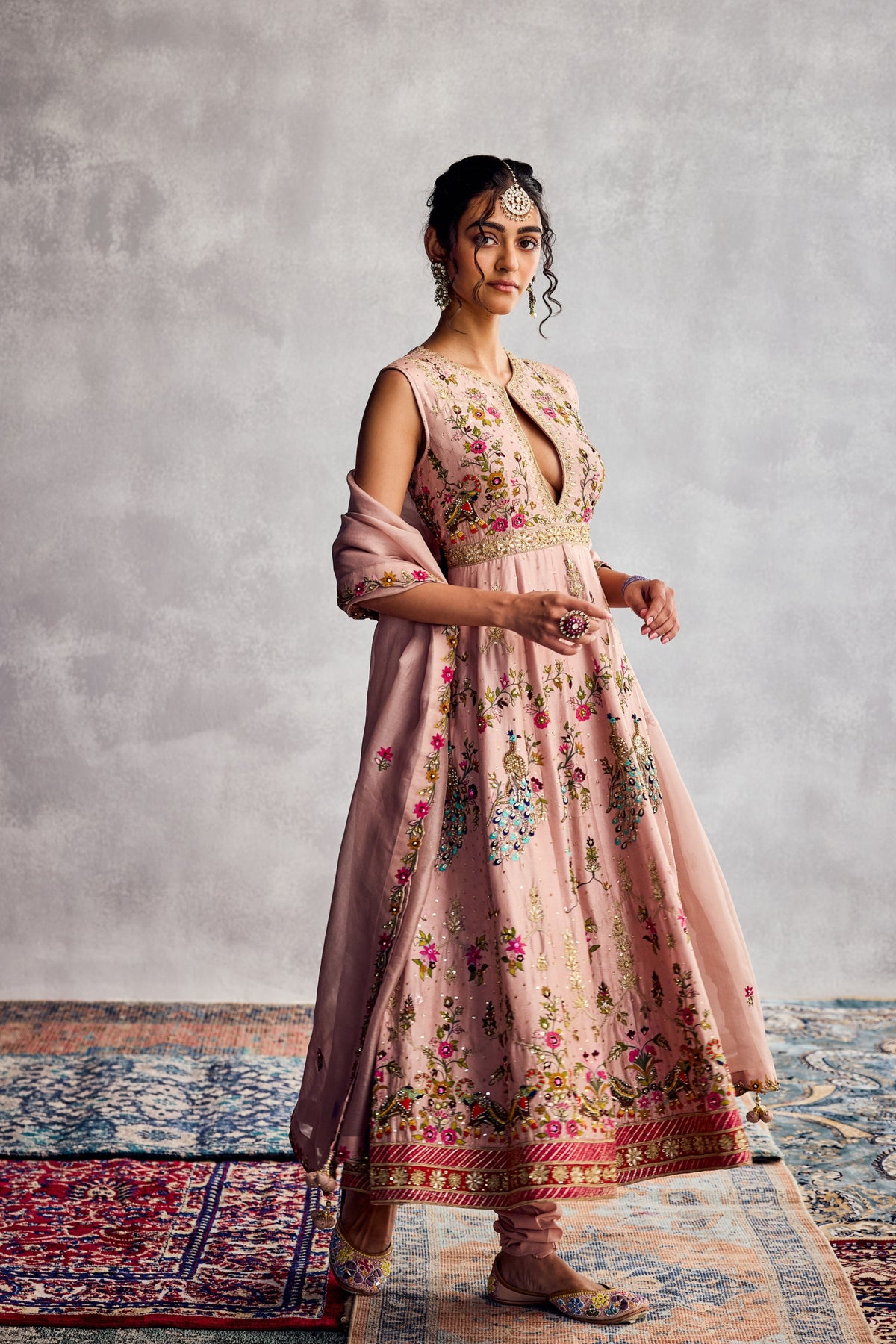 Peach Beige Anarakali Set