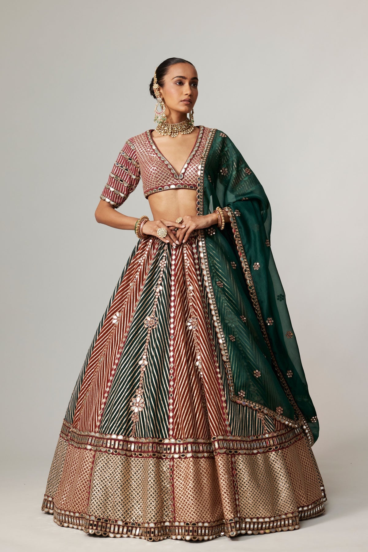 Cranberry Multicolor Lehenga Set