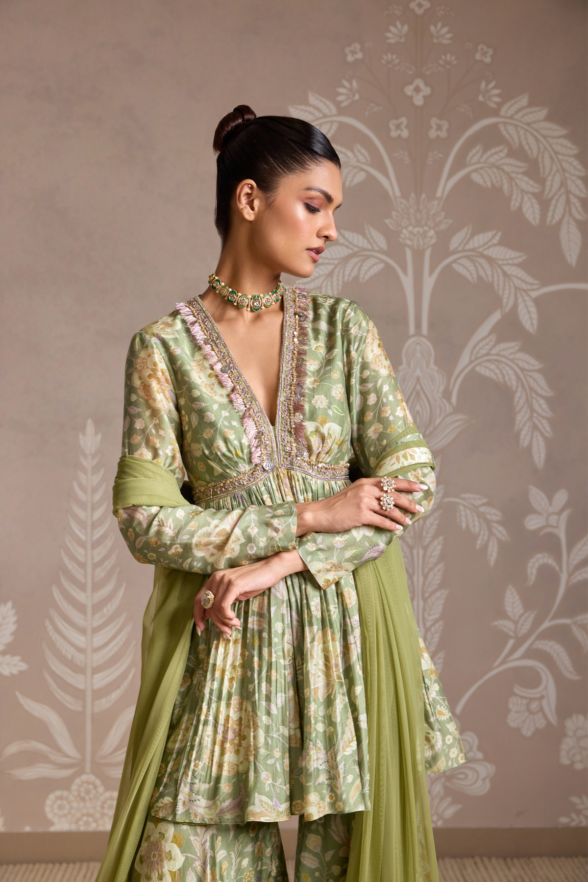 Mint Print Gharara Set