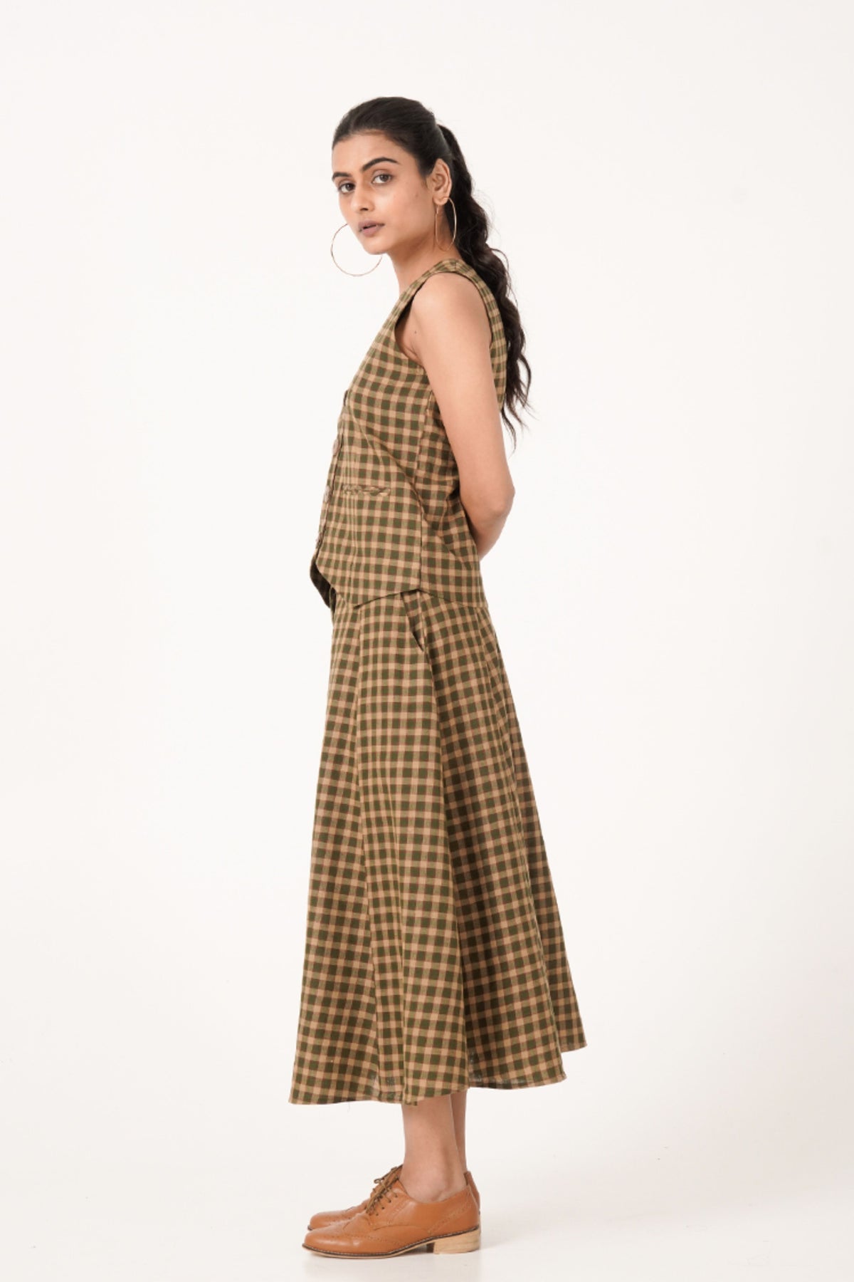 Check Olive Green Co-ord Set