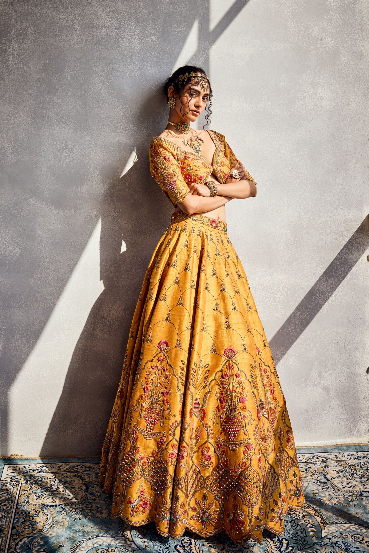 Marigold Embroidered Lehenga Set