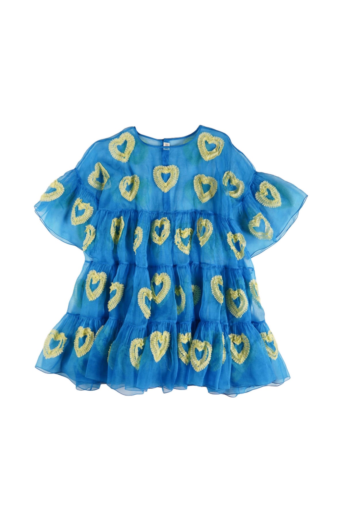 Lime Blue Hearts Tier Dress