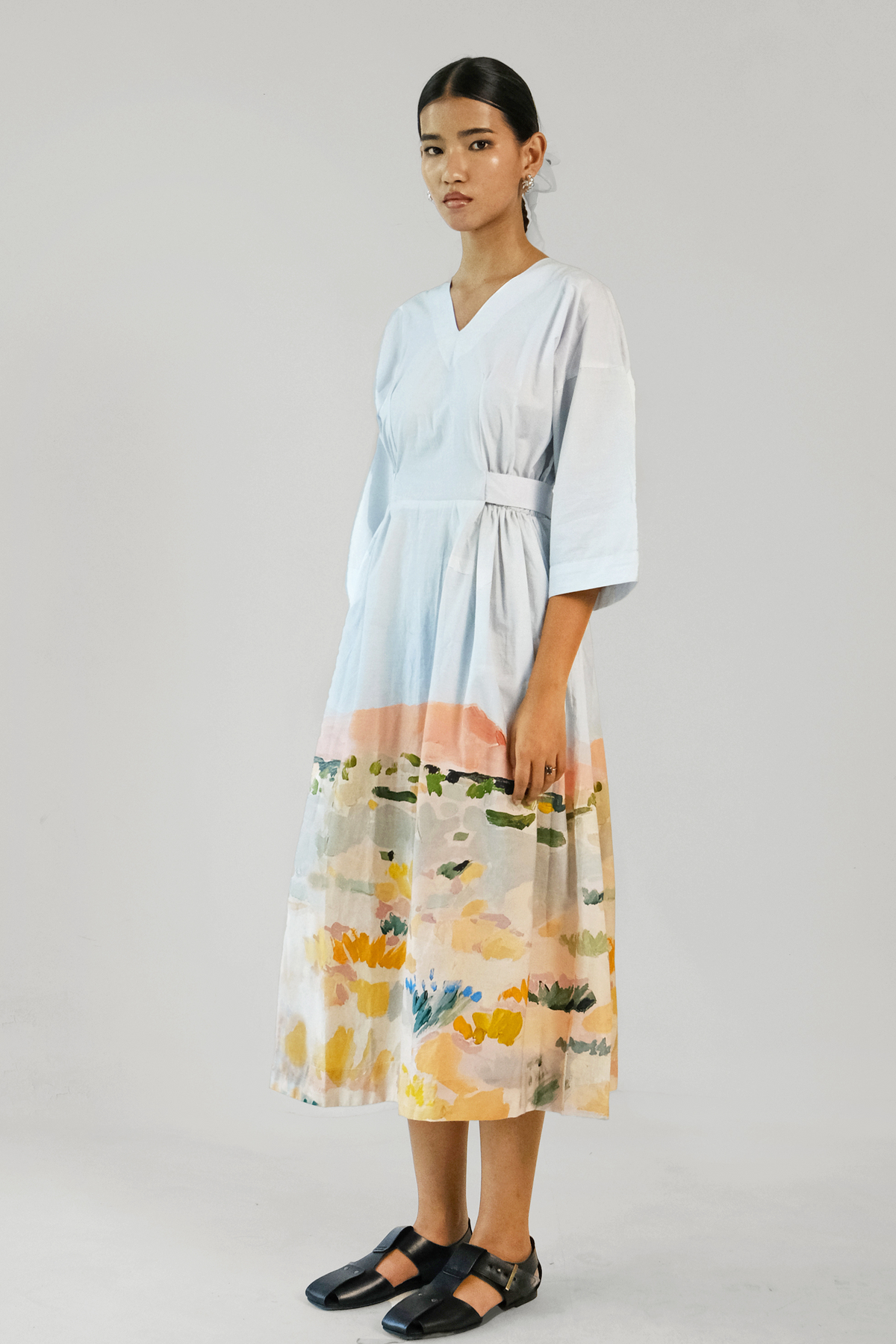Abstract Print Belt Dress