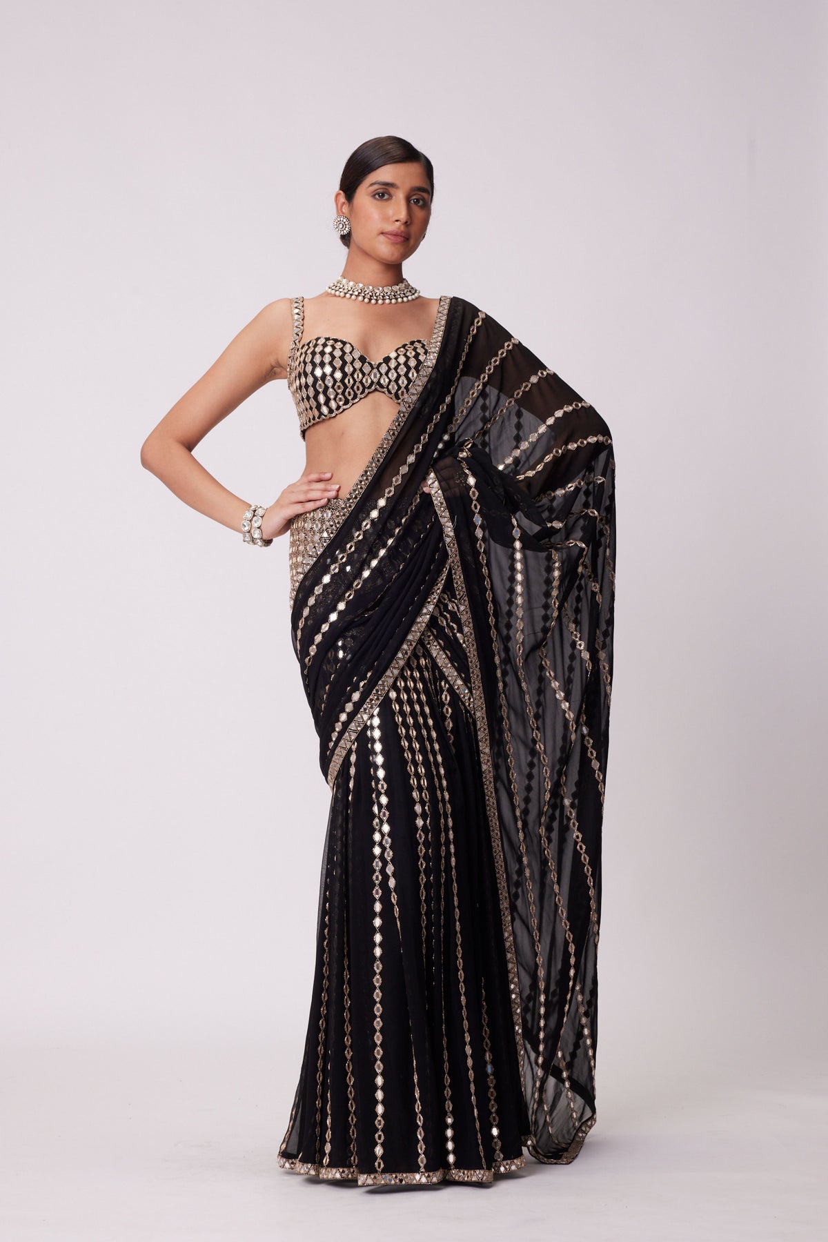 Black Saree Set