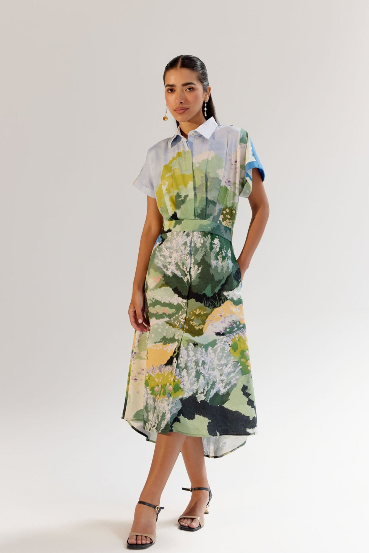 Forest Coral Midi Dress